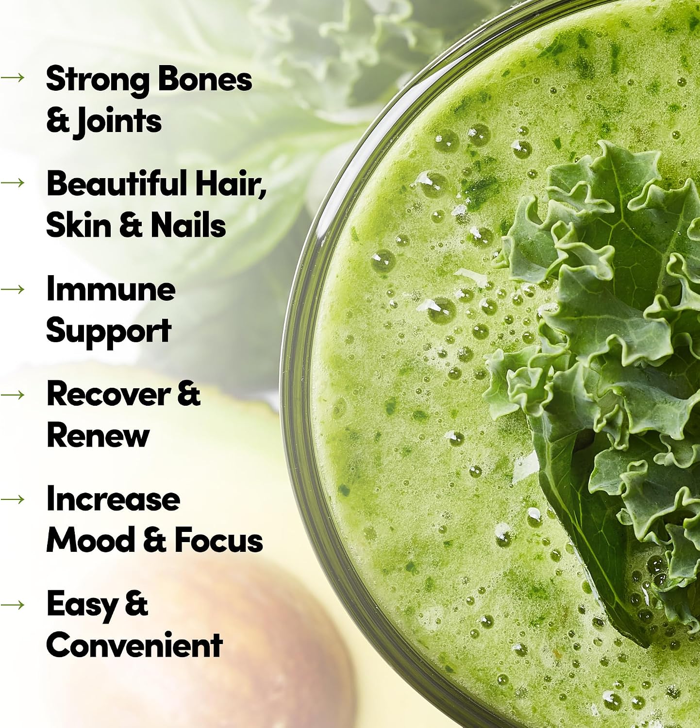 Country Farms Collagen Peptides Powder with Greens Dietary Powder Supplement (Type I, III) for Skin Hair Nail and Joints, Dairy/Sugar Free, Energizing Superfoods, Natural, 10.6 Oz 30 Servings