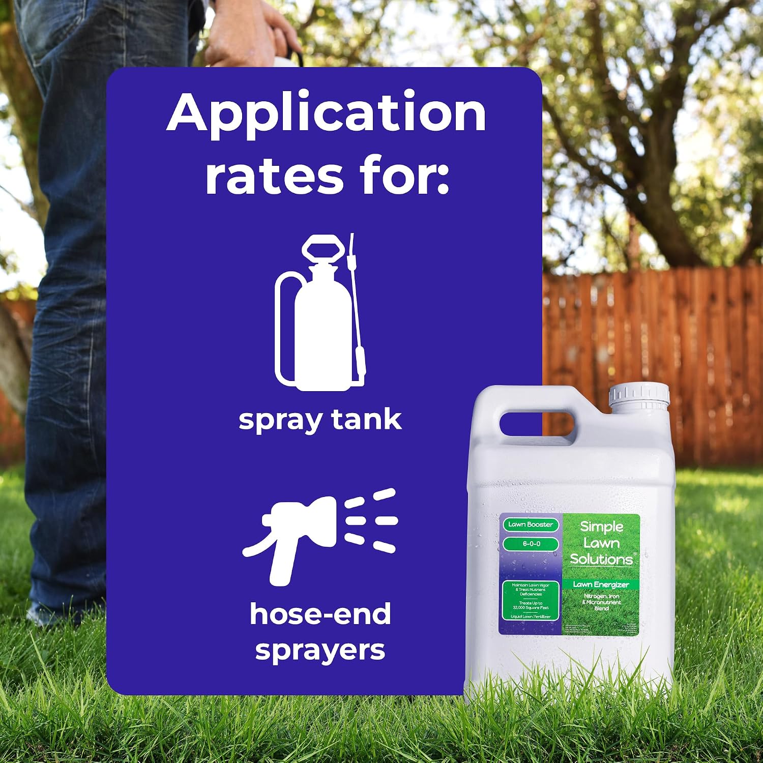 Commercial Grade Lawn Fertilizer with Iron- Liquid Fertilizer Spray- Nitrogen and Iron for Deeper Green Turf- Any Grass Type - Simple Lawn Solutions - Lawn Energizer - 32 Ounce
