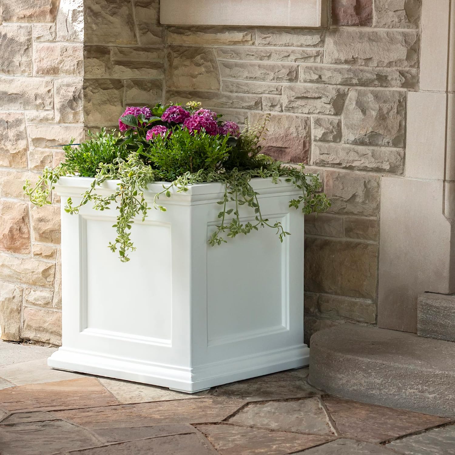 Mayne Fairfield 16in Self-Watering Square Planter, Black