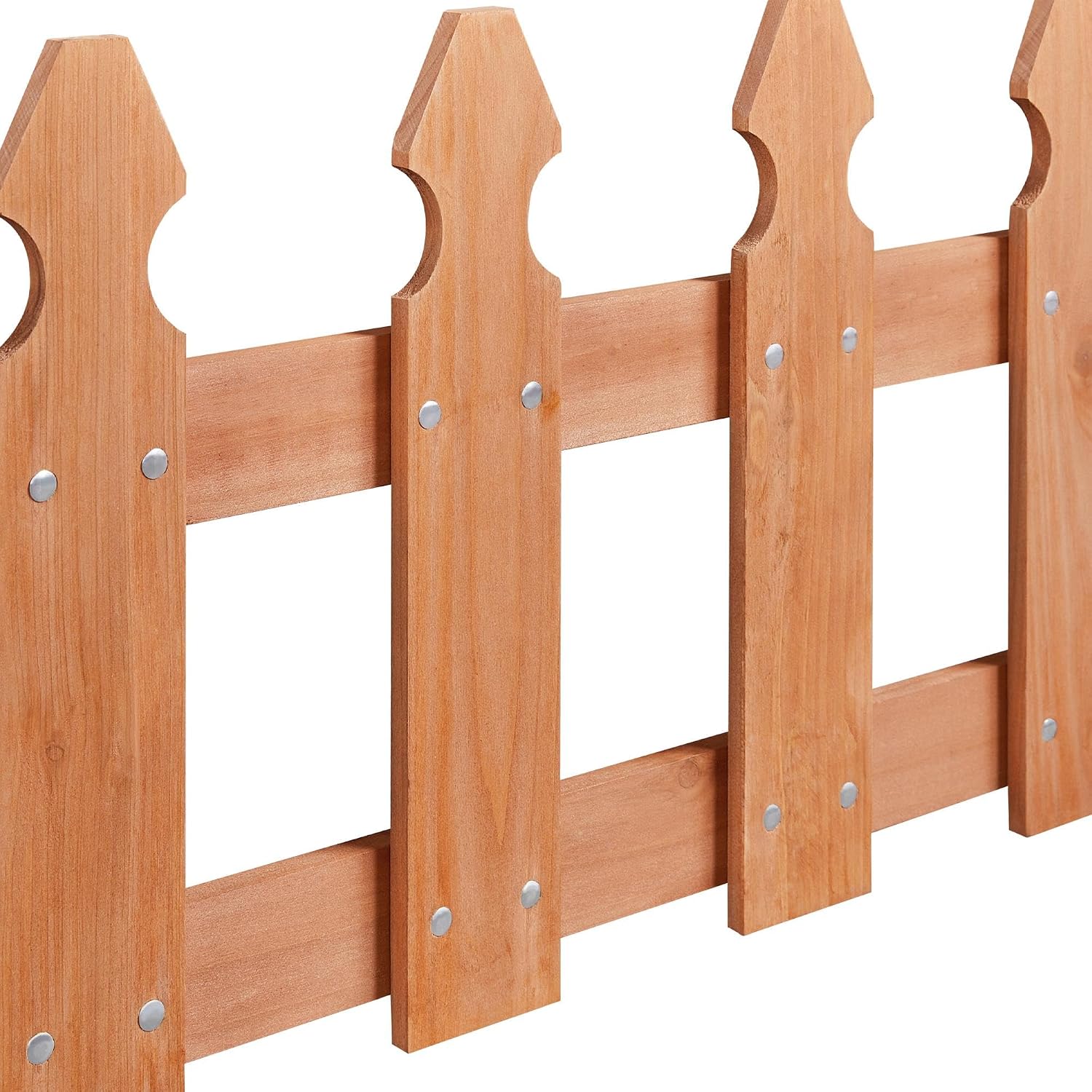 Topeakmart 177.5in Picket Fence for Garden, Wooden Fence Panels,Dark Brown