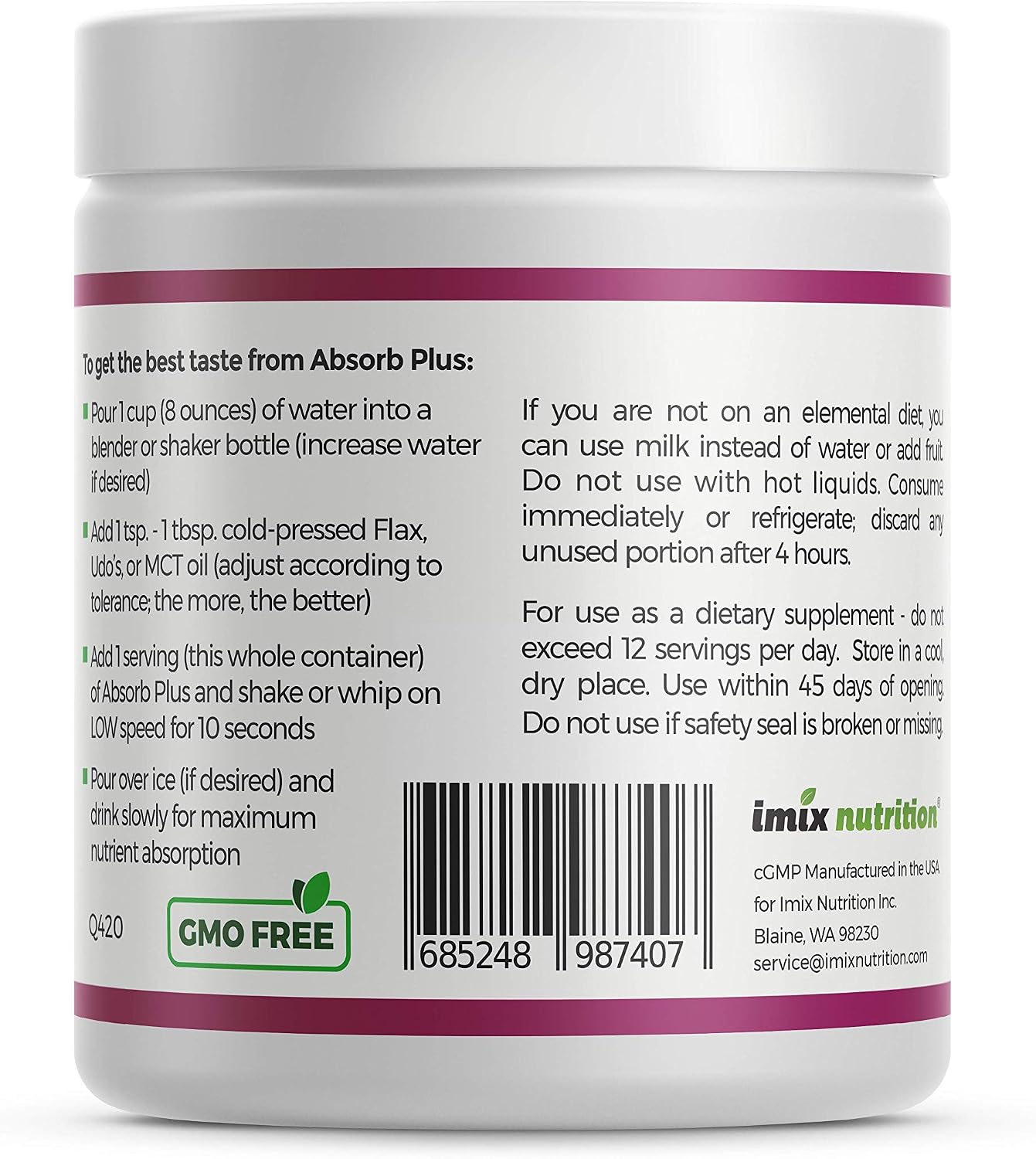 Isolate Protein - Diet Supplement for Improved Gut Health, Extra Nutritional Support, Non-GMO, Gluten-Free, Lactose-Free, Casein-Free (2.2 Lbs, Simply Vanilla)