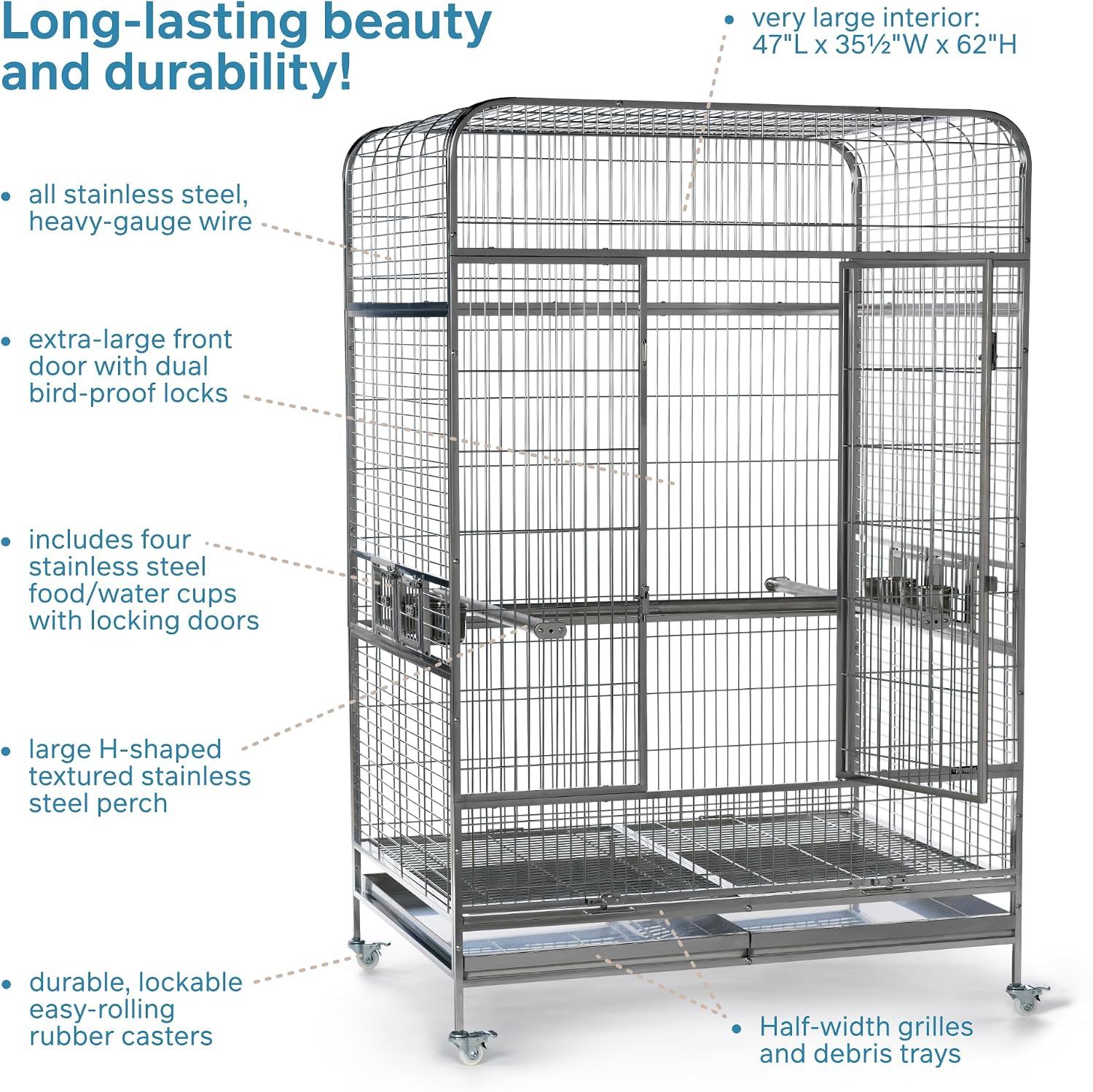 Prevue Pet Products Imperial Extra Large Stainless Steel Bird Cage