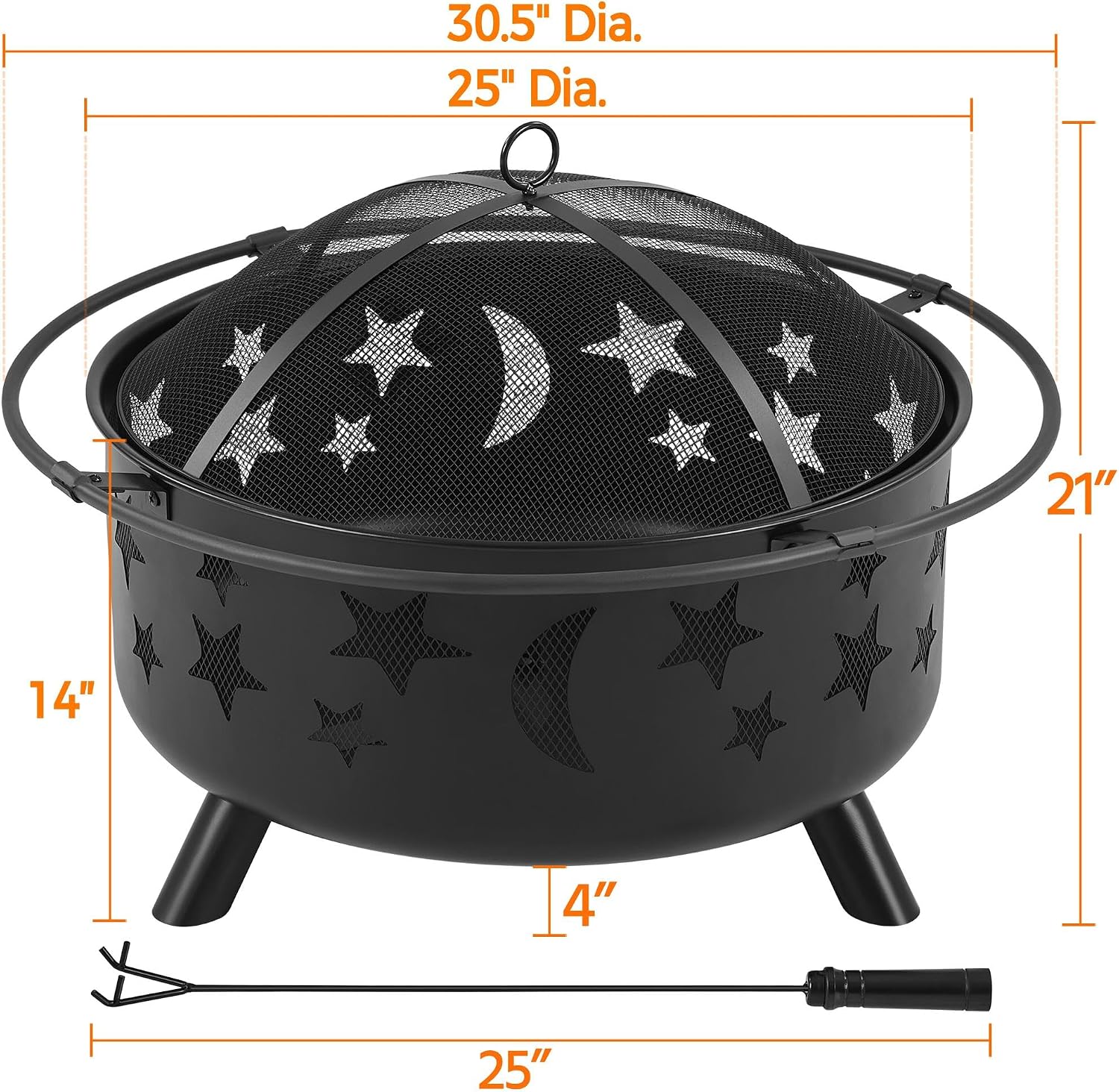 Yaheetech 30in Fire Pits for Outside Wood Burning Outdoor Fireplace