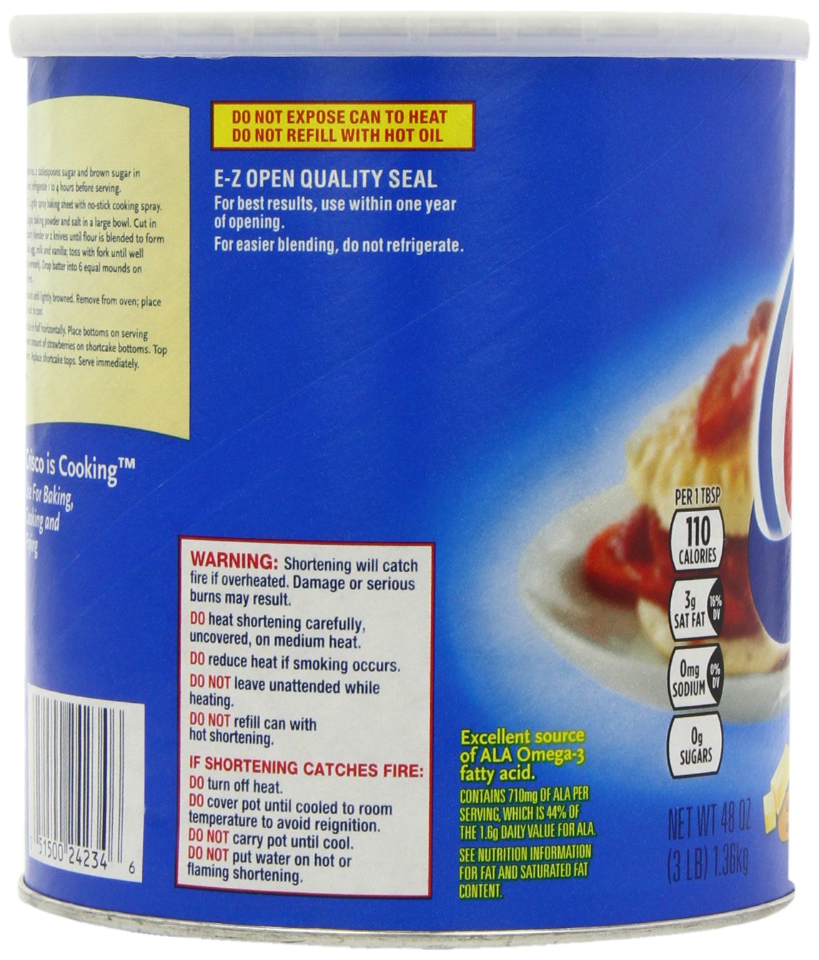 Crisco All Vegetable Shortening, 48 Ounce (Pack of 4)