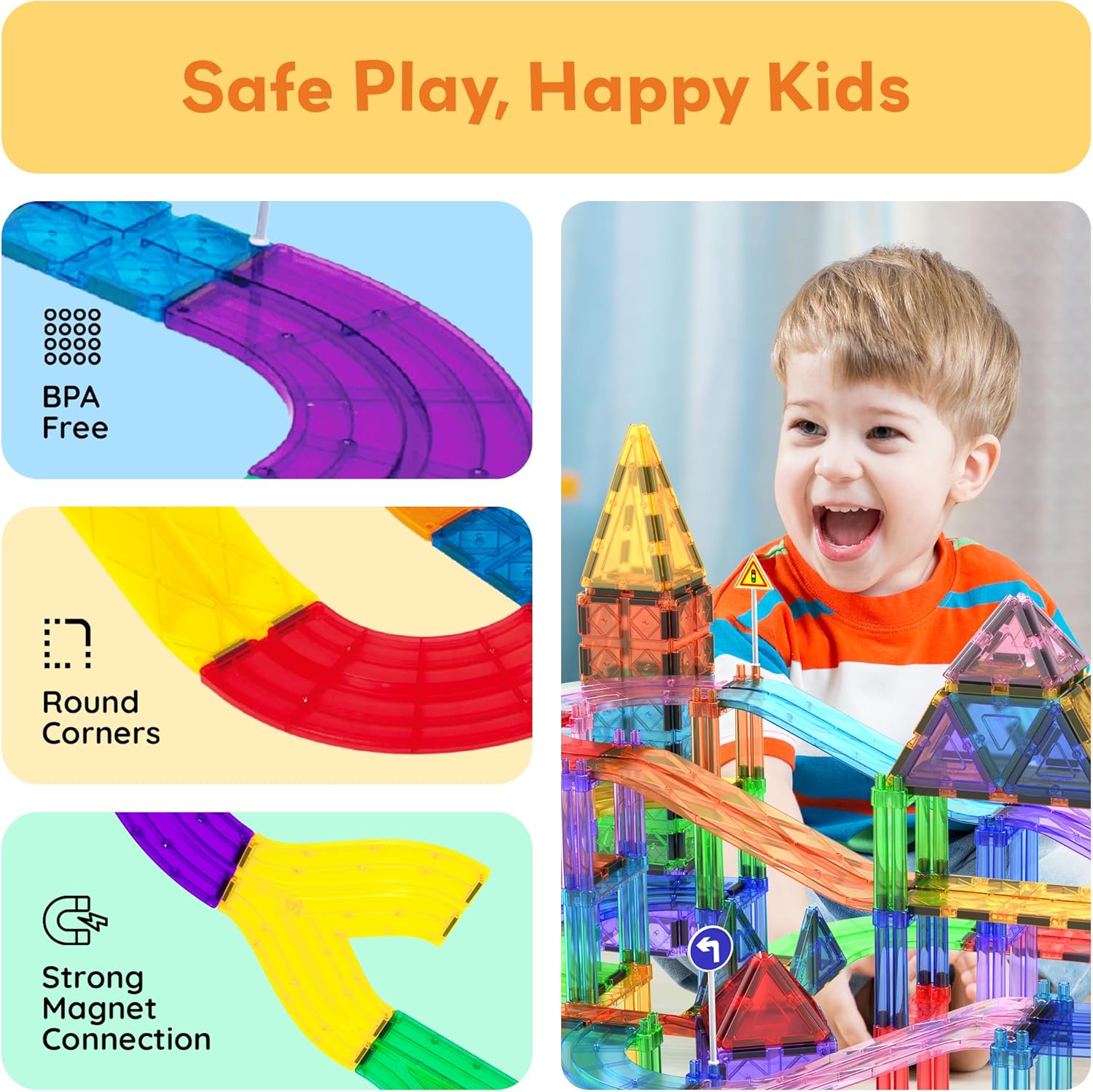 PicassoTiles Race Track Add-On Railway Magnetic Tiles STEM Construction Toy