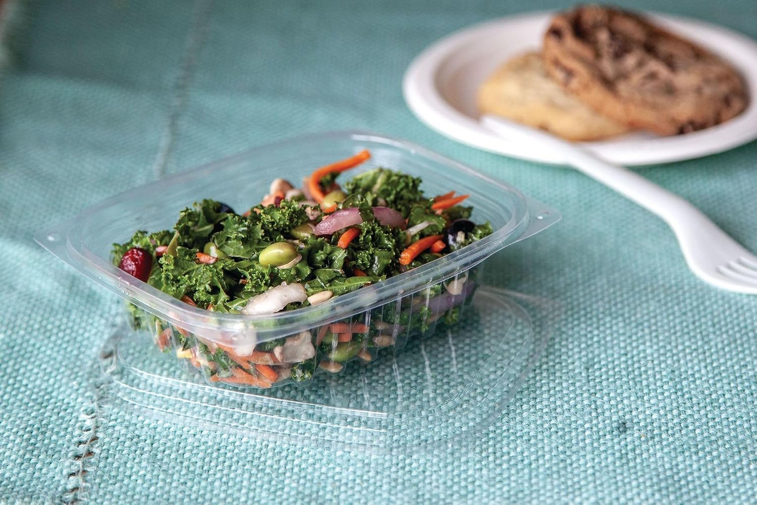 Eco-Products EPRC32 Renewable & Compostable Rectangular Deli Containers - 32oz., 50 Per Pack (Case of 4 Packs), clear