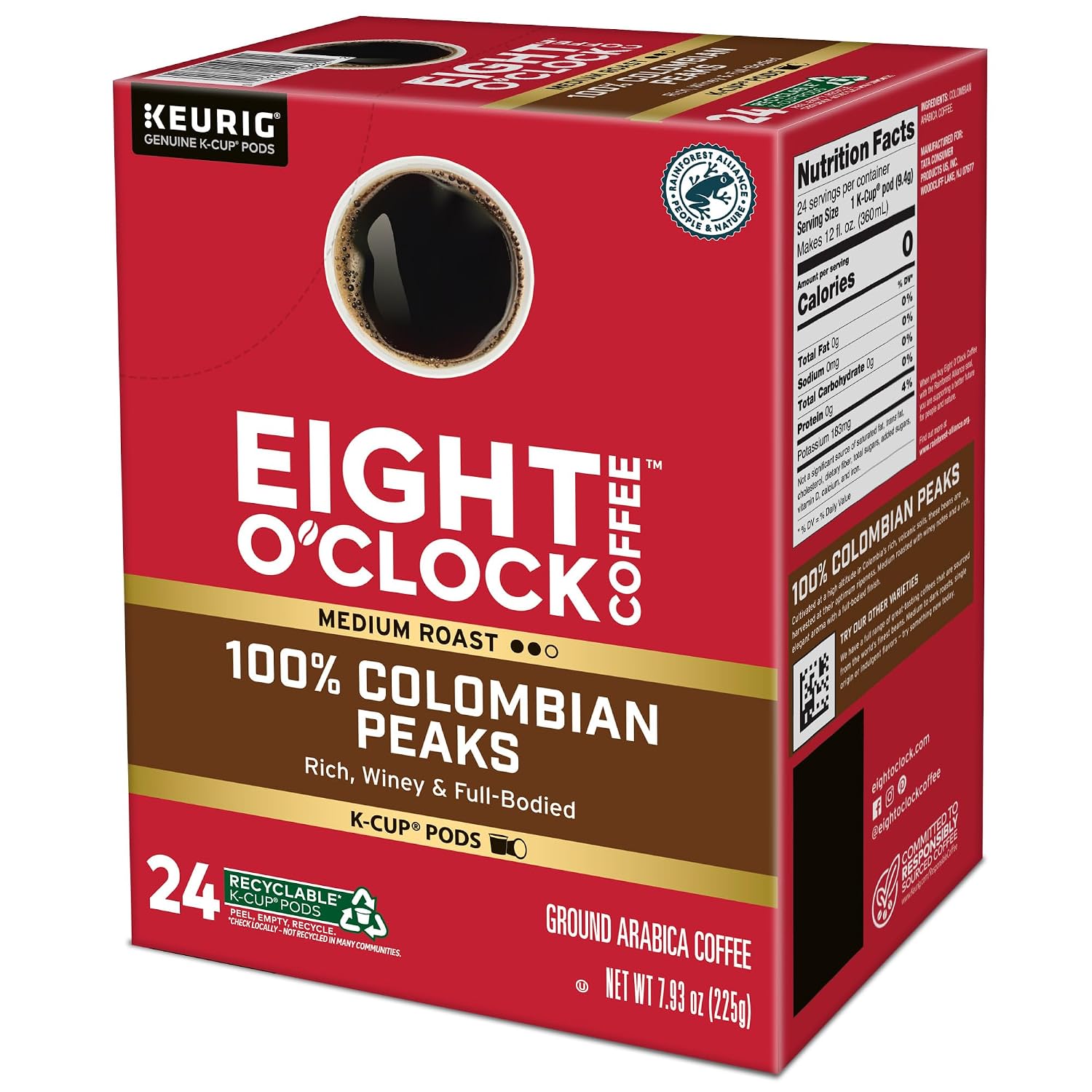 Eight O'Clock Coffee The Original, Single-Serve Keurig K-Cup Pods, Medium Roast Coffee Pods, 72 Count