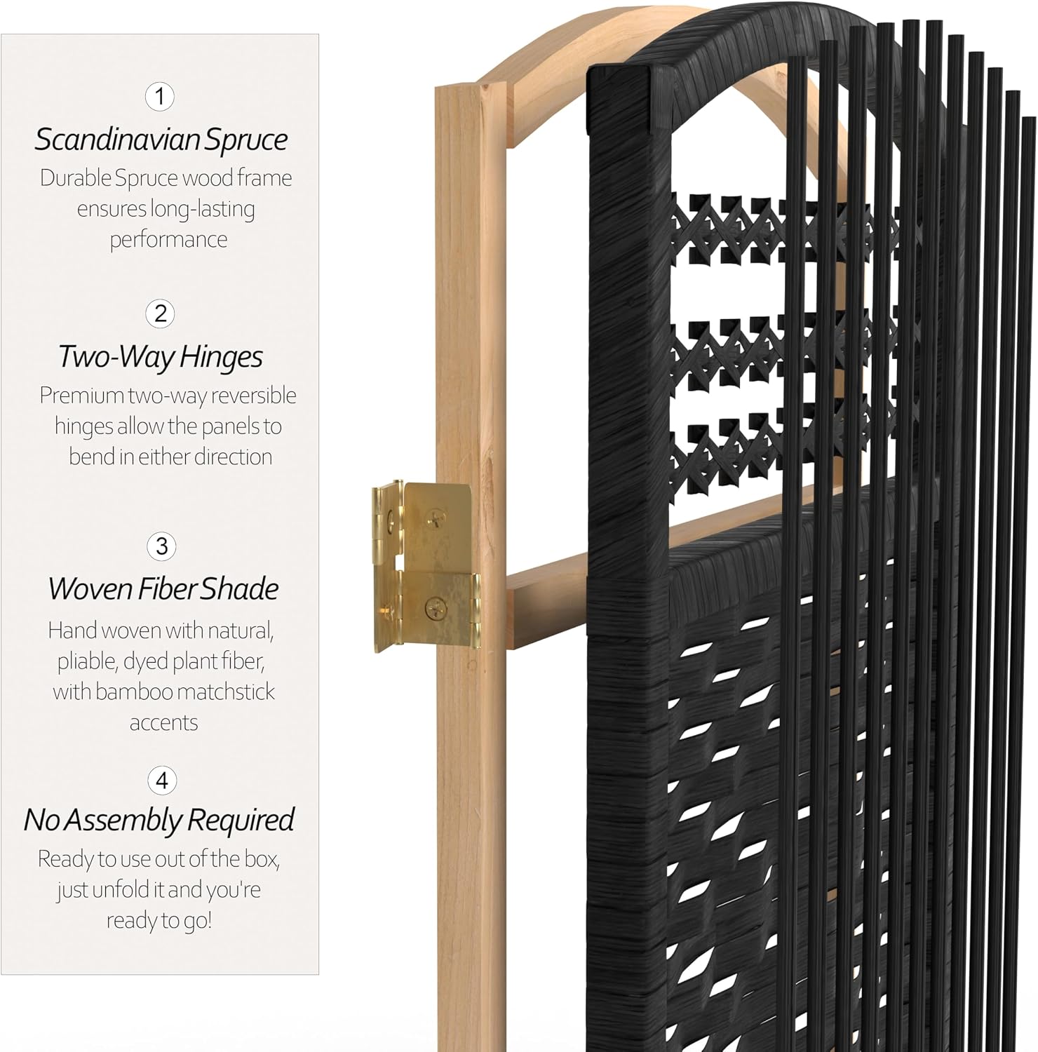4 ft. Short Fiber Weave Folding Screen - Natural - 4 Panels