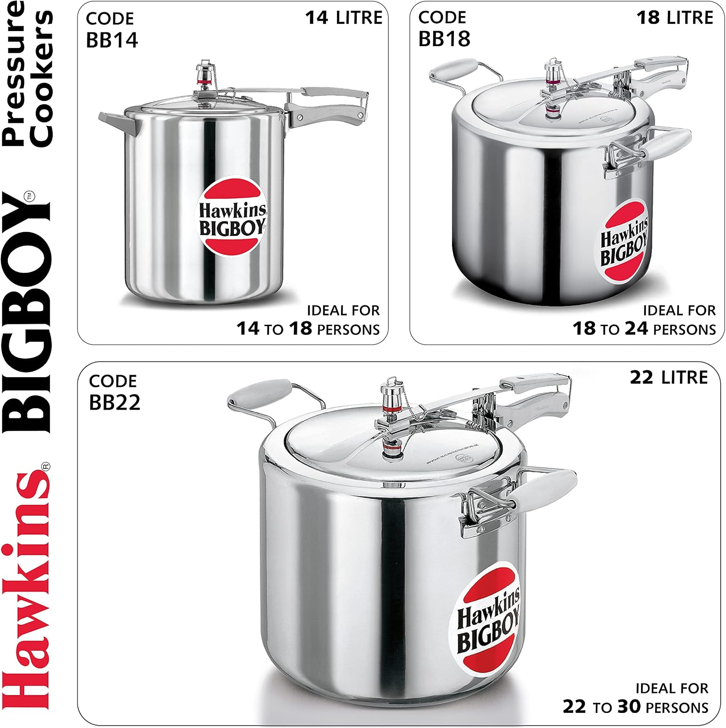 Hawkins Bigboy Aluminum Pressure Cooker, 14 Litres