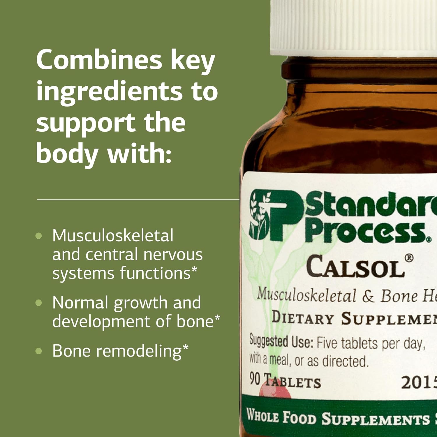 Standard Process Calsol - Musculoskeletal & Bone Health Supplement - Skeleton Nutrition Supplement with Calcium & Phosphorus - Aids Nervous System &