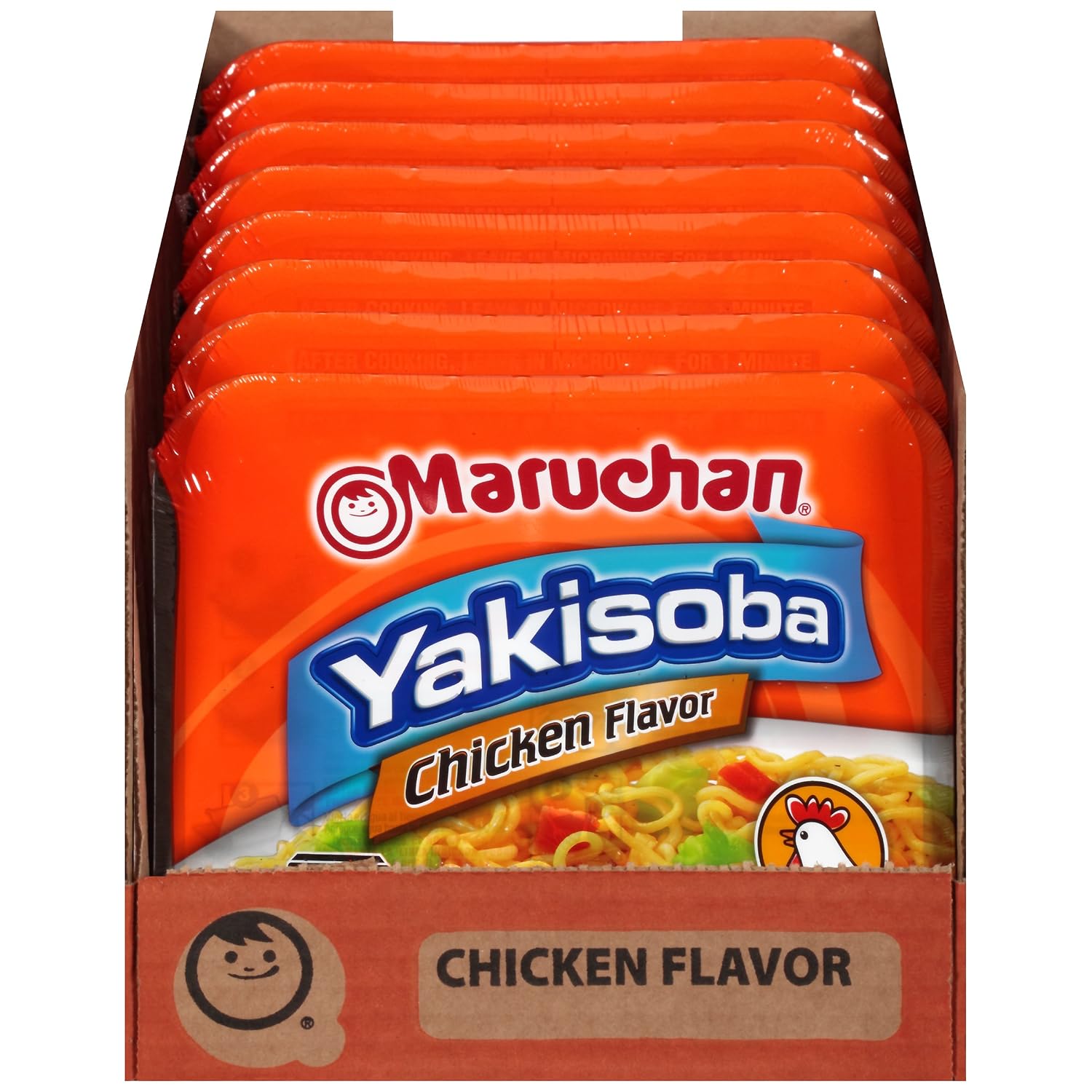 Maruchan Yakisoba, Spicy Chicken Flavor – Stir-Fried Japanese Instant Ramen Noodles, High Protein Microwavable Meal – 4.11 Oz. (8 Pack)