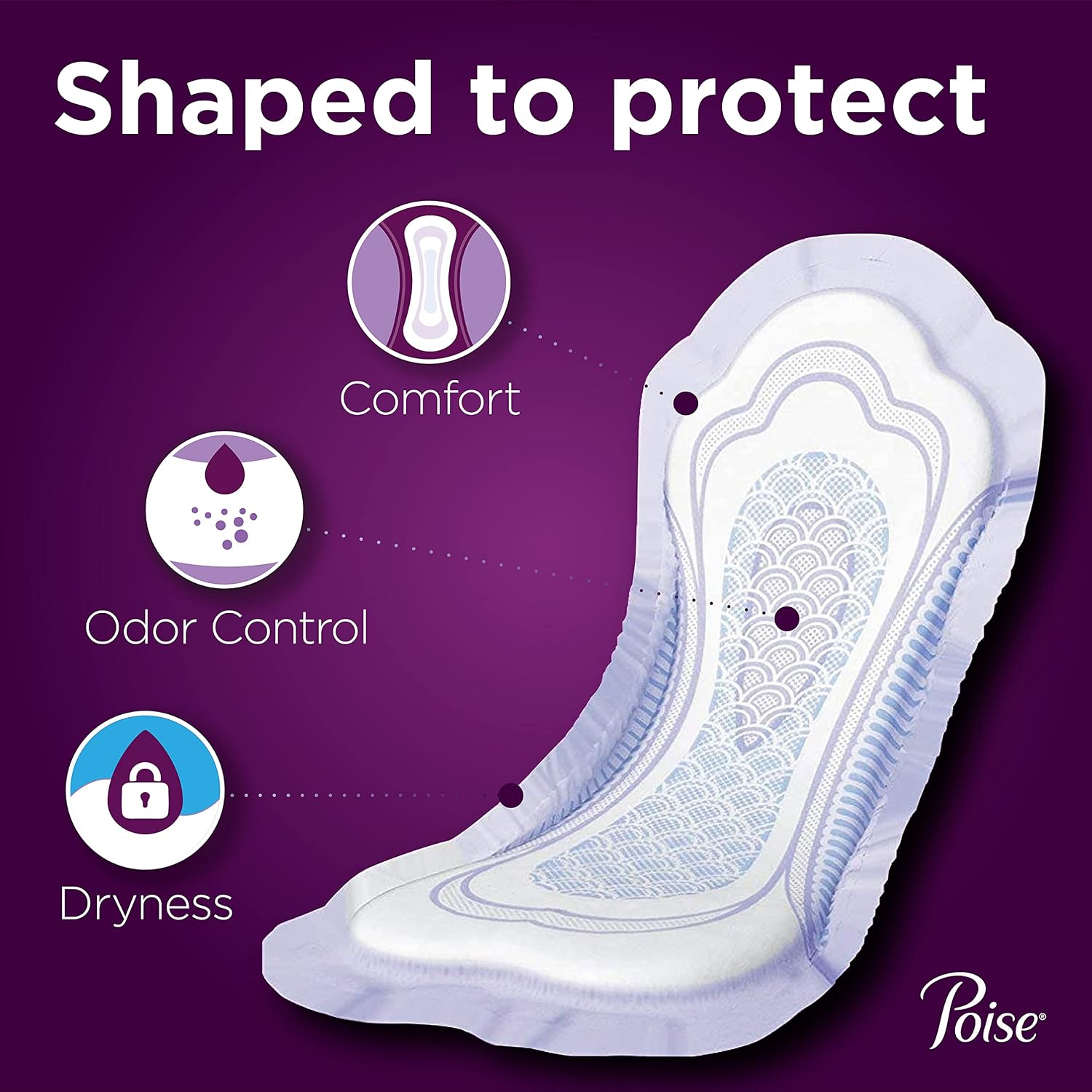 Poise Incontinence Pads, Maximum Absorbency, Long, 12 ct