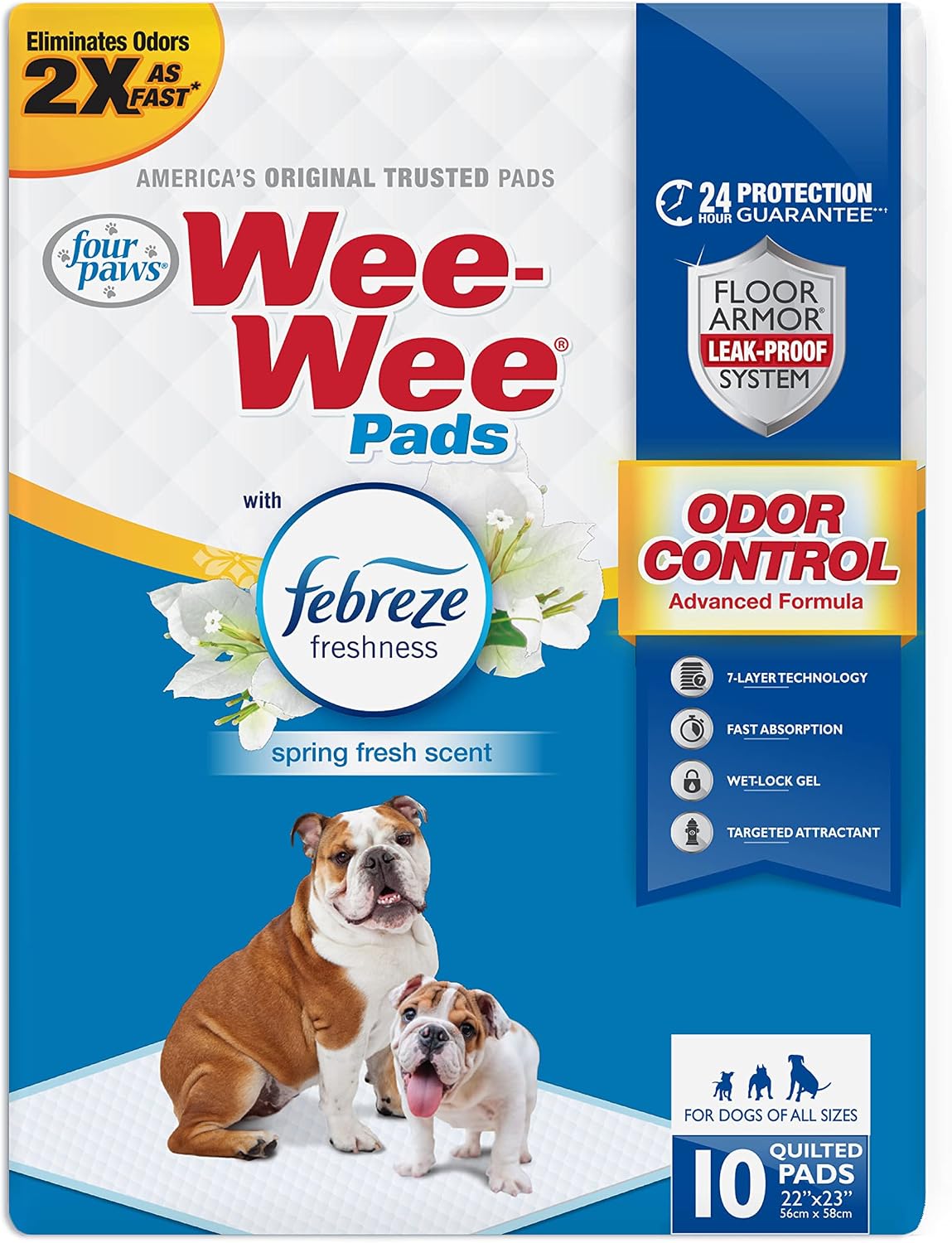 Four Paws Wee-Wee Odor Control Dog Pee Pads with Febreze Freshness