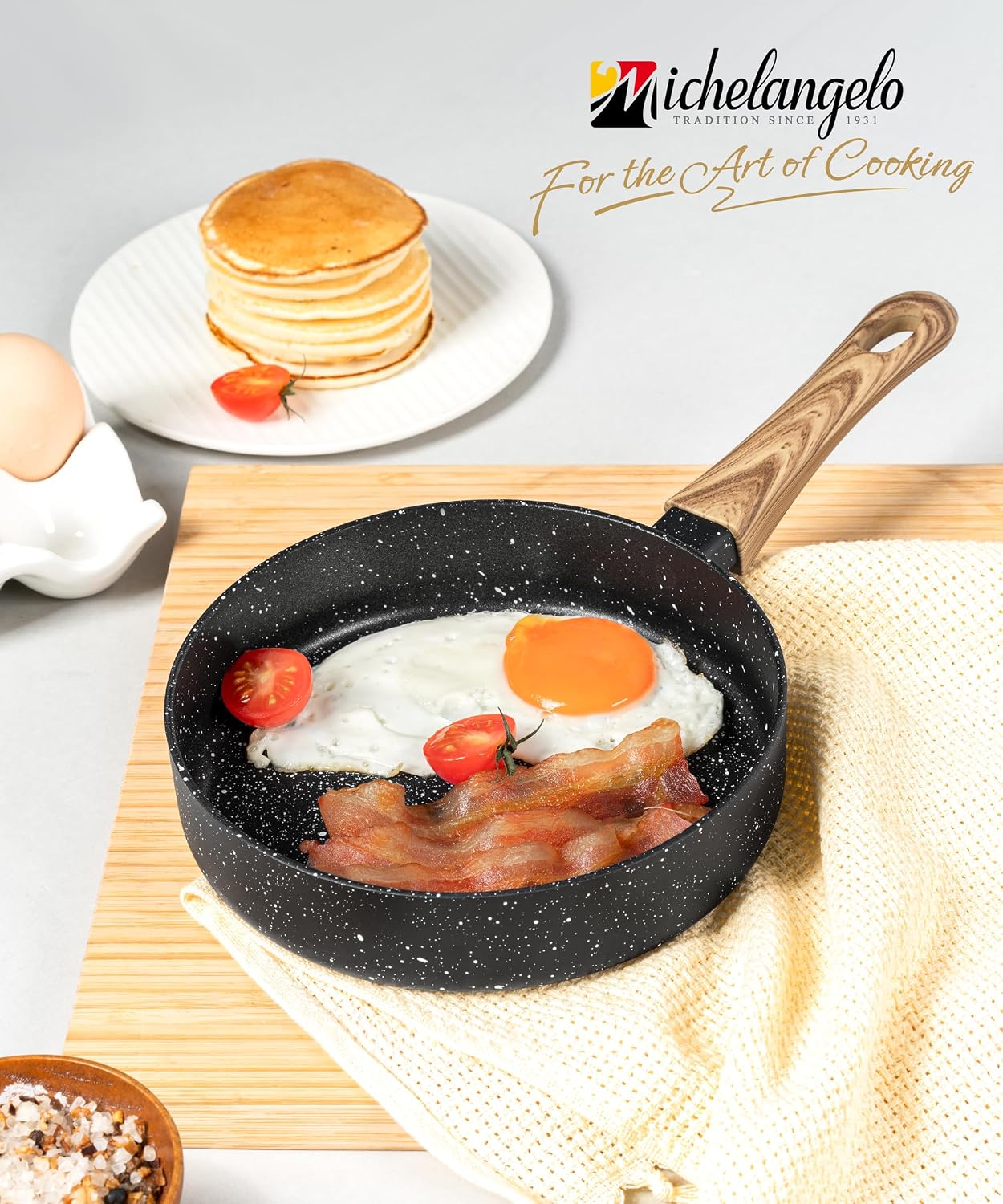 MICHELANGELO 8 Inch Nonstick Frying Pan with Lid, Non Stick Small Frying Pan with Non-Toxic Coating, Non-Stick Skillet with Ergonomic Handle