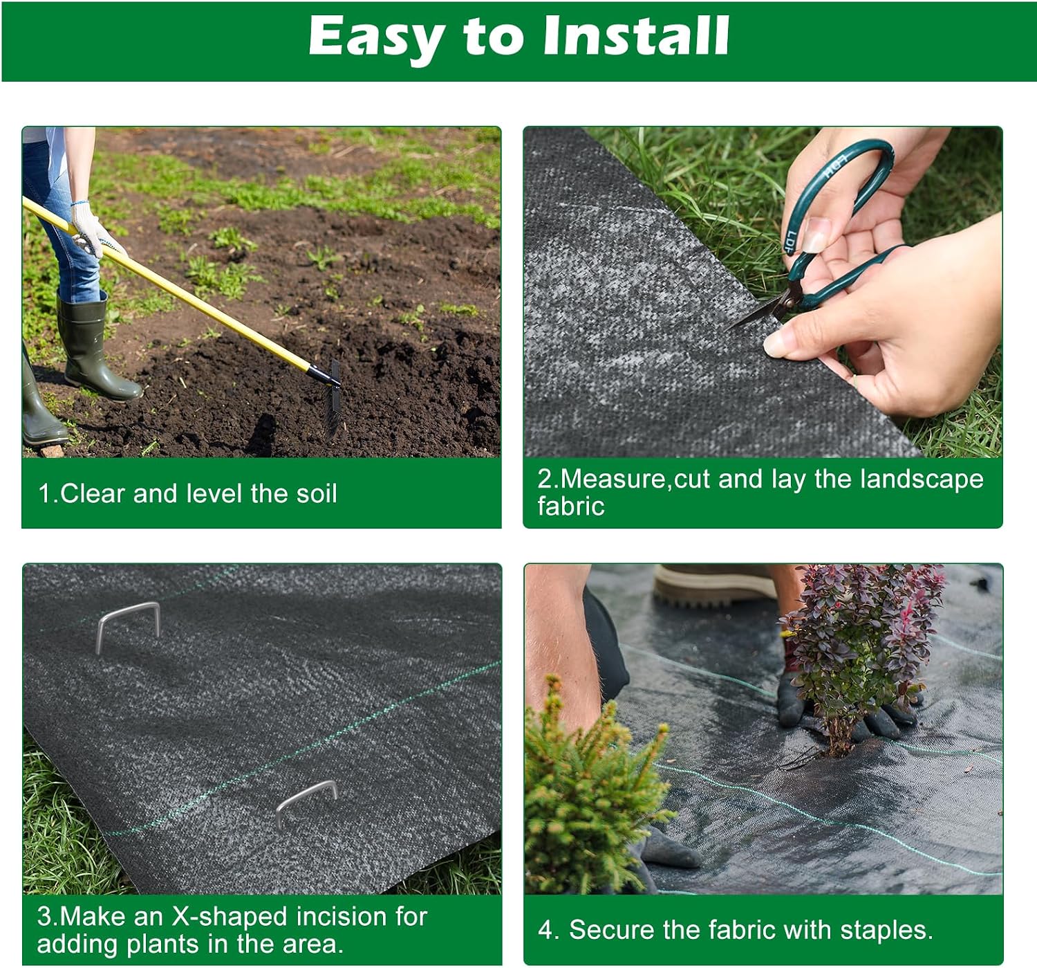 WAENLIR 5.8oz 4FT x 50FT Heavy Duty Landscape Fabric Weed Barrier Premium Woven Ground Cover Roll, UV Resistant&Tear-Proof, Ideal for Garden Beds