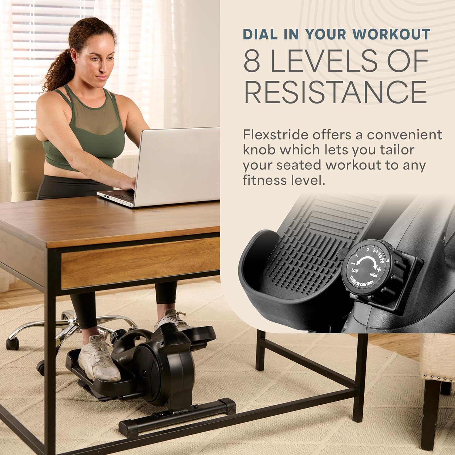 Lifepro Flexstride Under Desk Elliptical with Red Light Therapy Option