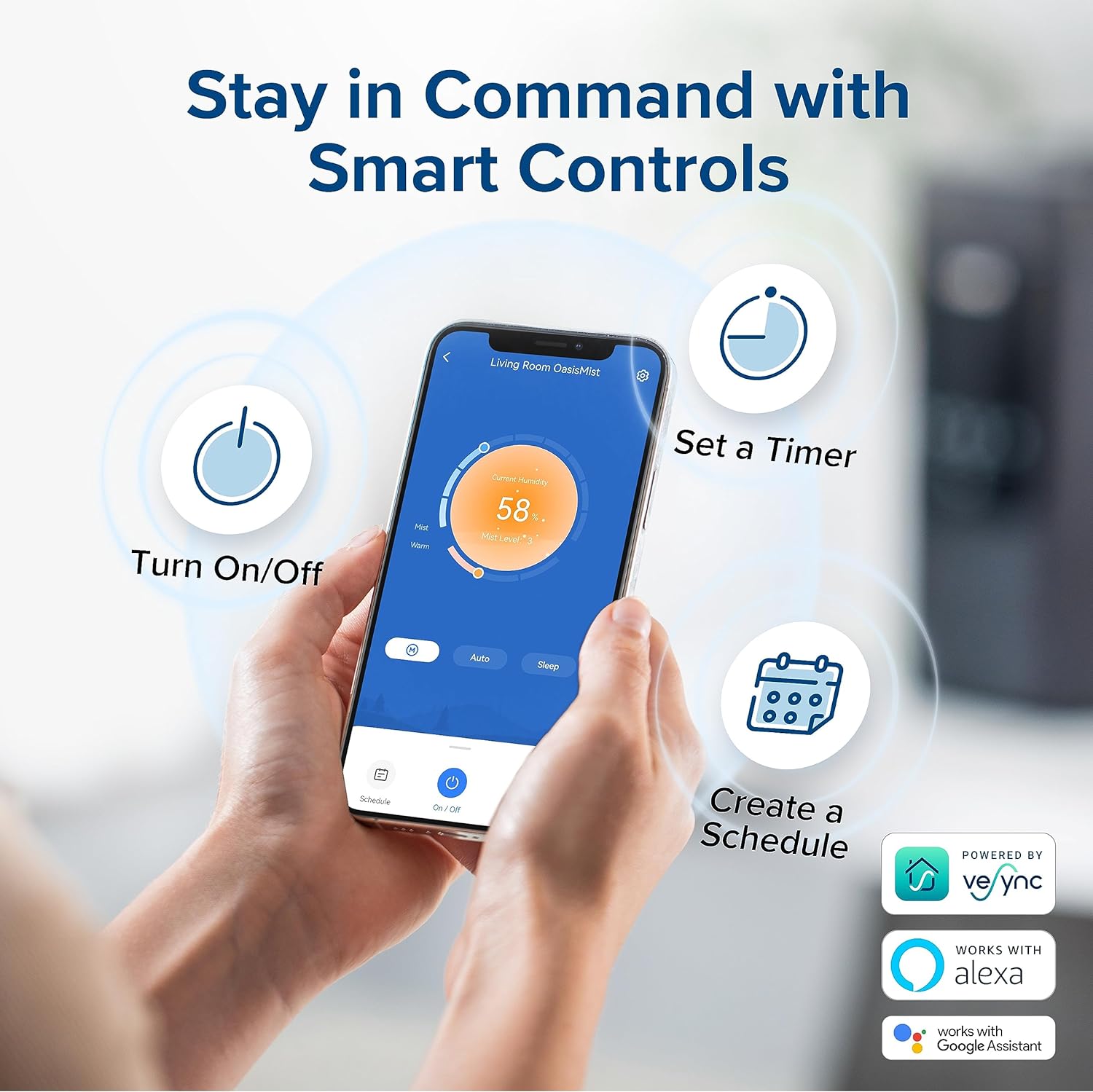 Levoit Humidifiers for Bedroom Large Room, 6L, 60H Runtime, 26dB, Smart App