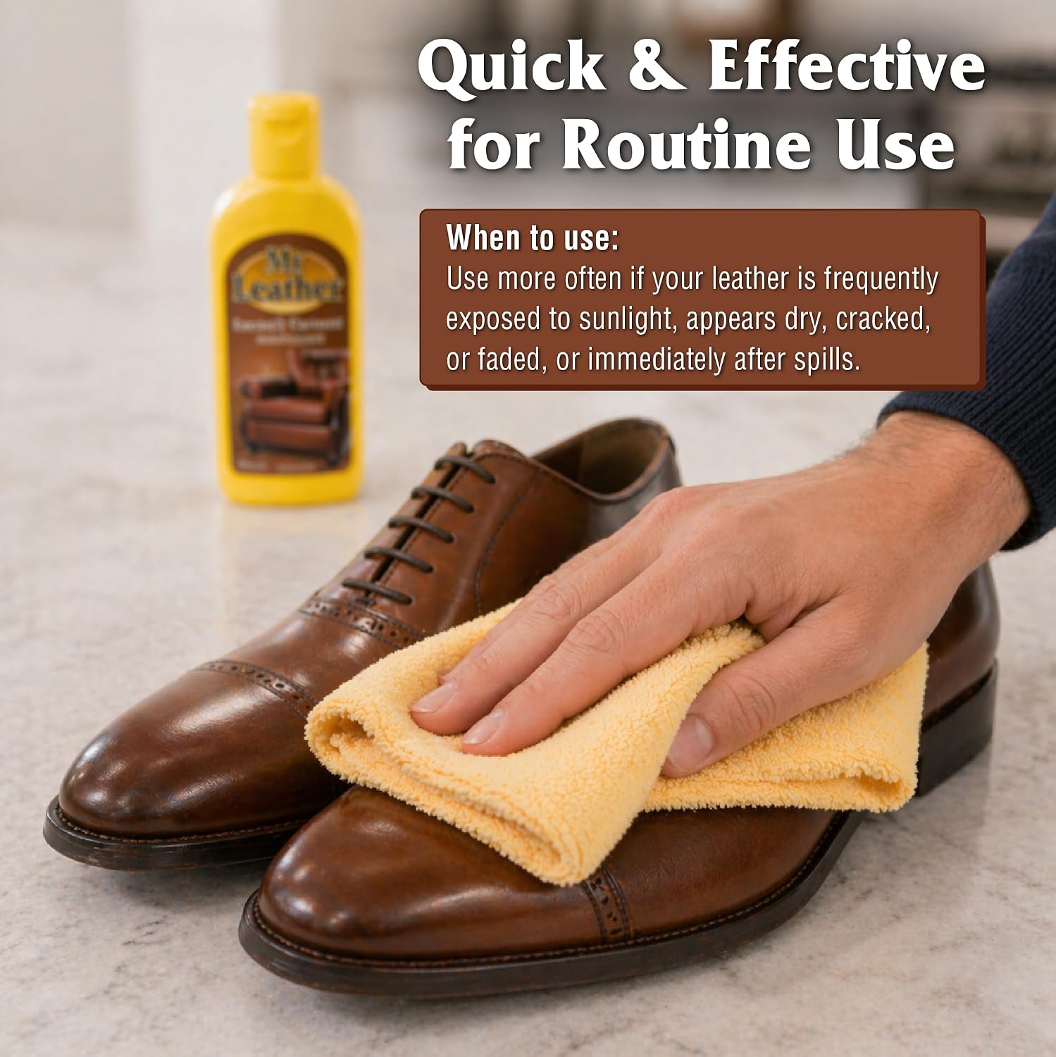 MR. LEATHER Cleaner & Conditioner, Restores & Protects All Leather, 8 oz | Made with Natural Oils, Hydrating & Water-Repelling Cream, Ideal for Leather Furniture, Sofa, Auto Interior, Shoes & Bags