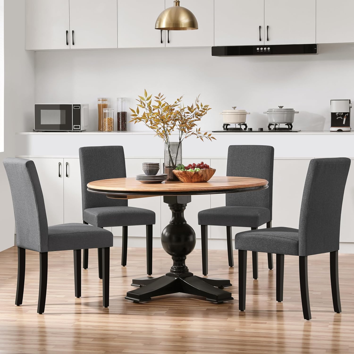 Yaheetech Dining Chairs Set of 4 Upholstered Kitchen Chairs Black