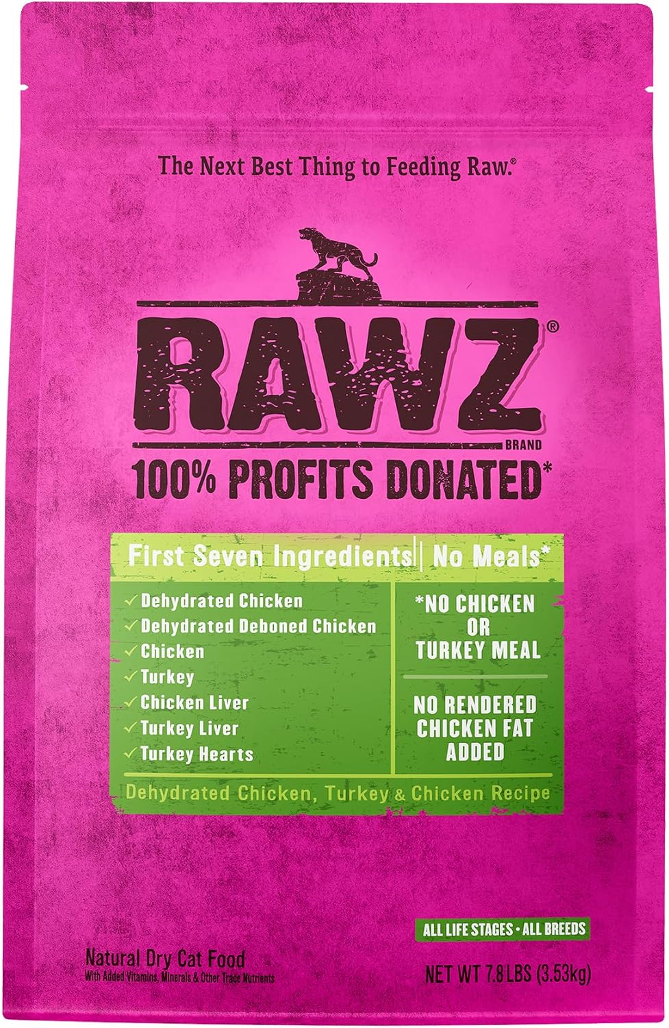 Rawz Dehydrated Chicken, Turkey & Chicken Recipe Natural Meal Free Dry Cat Food (3.5 Pound (Pack of 1), Chicken & Turkey)