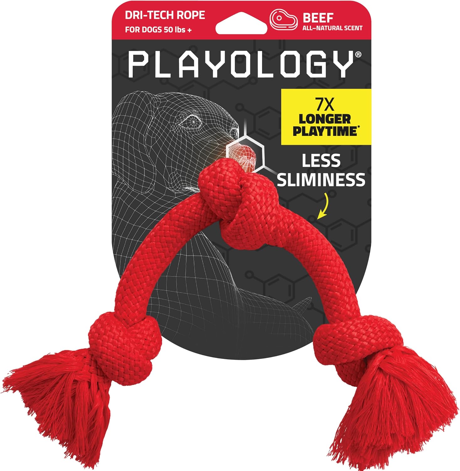 Playology Tug Rope Dog Toys for Large Breed Dogs - Jumbo, Beef Scent