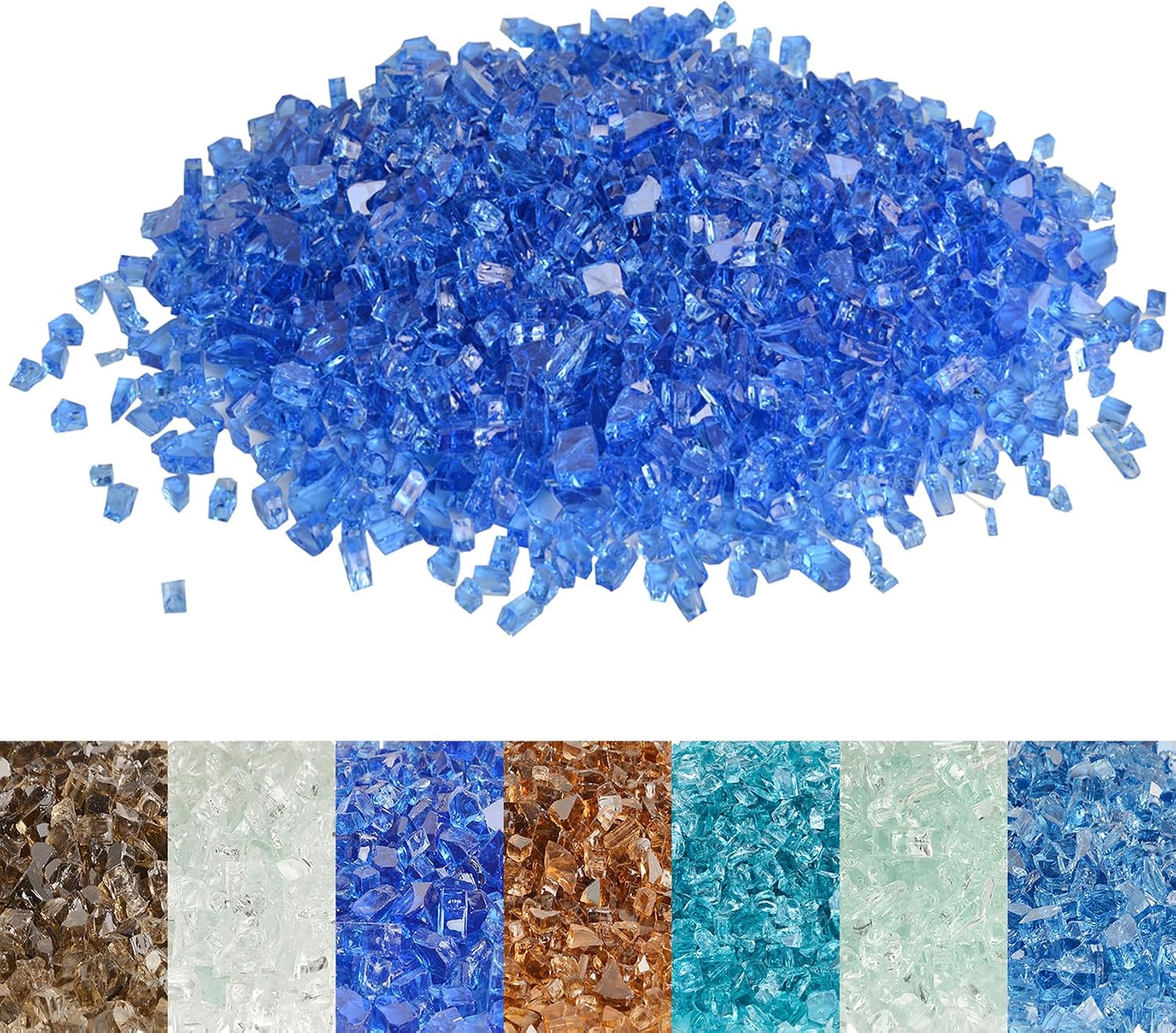 Skyflame 1/4" Pacific Blue Regular Fire Glass for Fire Pit Fireplace