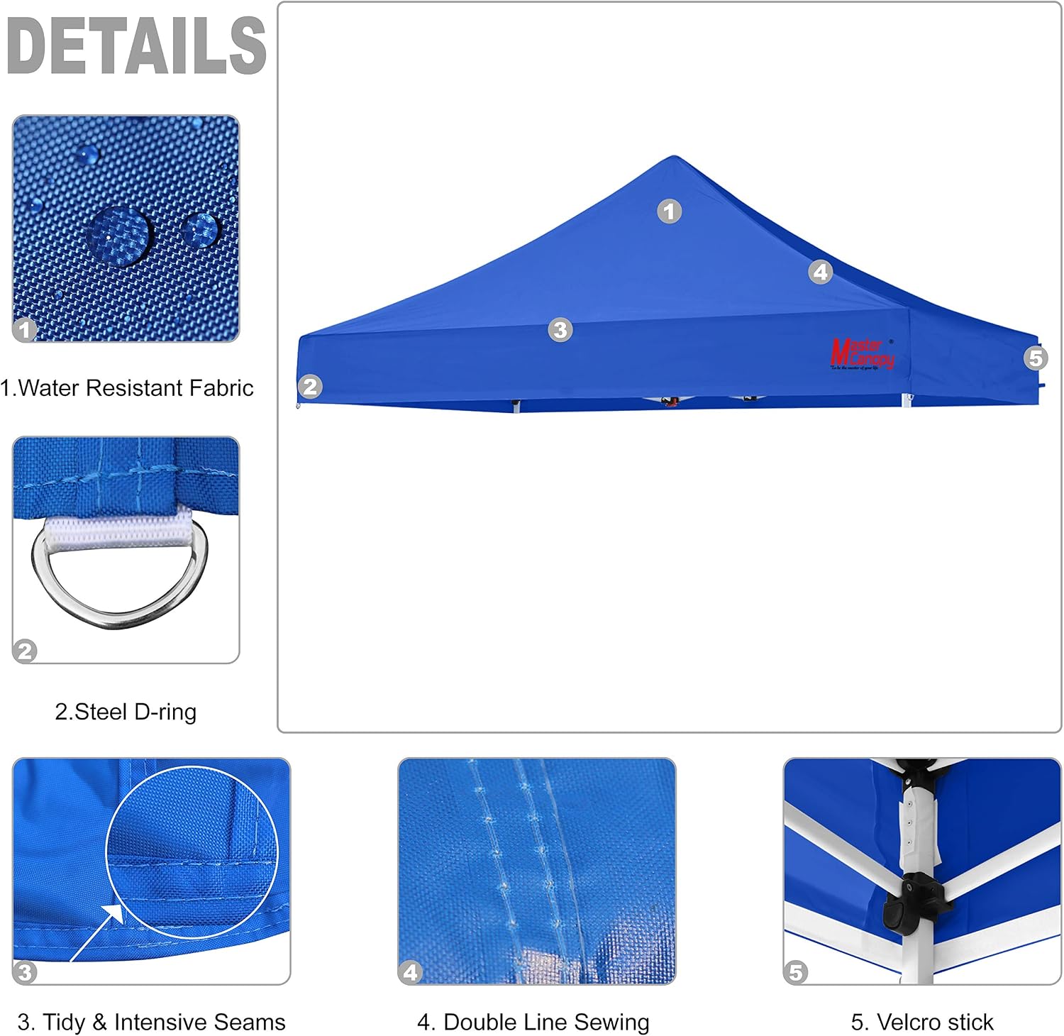 MASTERCANOPY 10x10 Replacement Pop Up Canopy Top for Kingkong Frame Gray