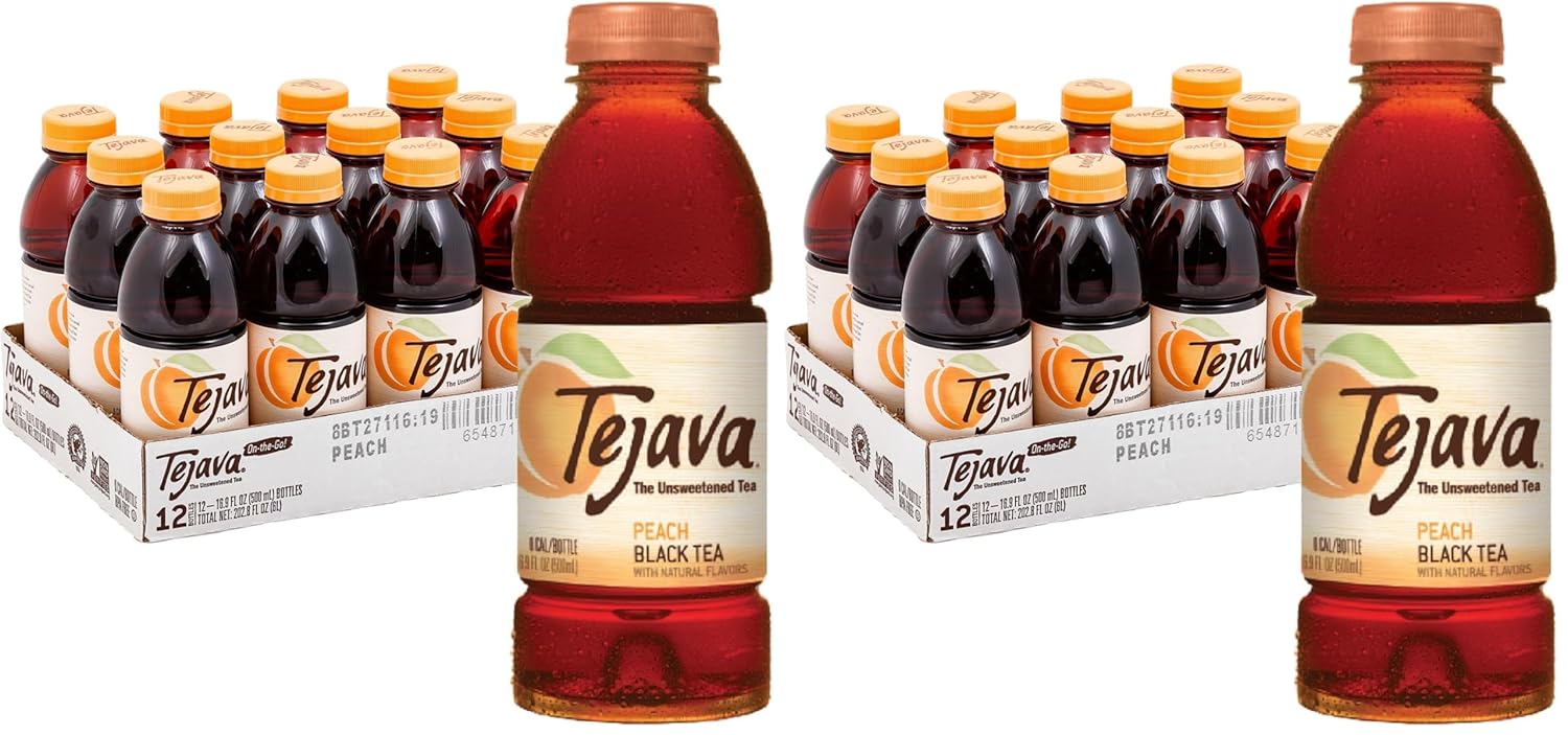 Tejava Pineapple Mango Unsweetened Black Iced Tea, 16.9 fl oz, Pack of 12