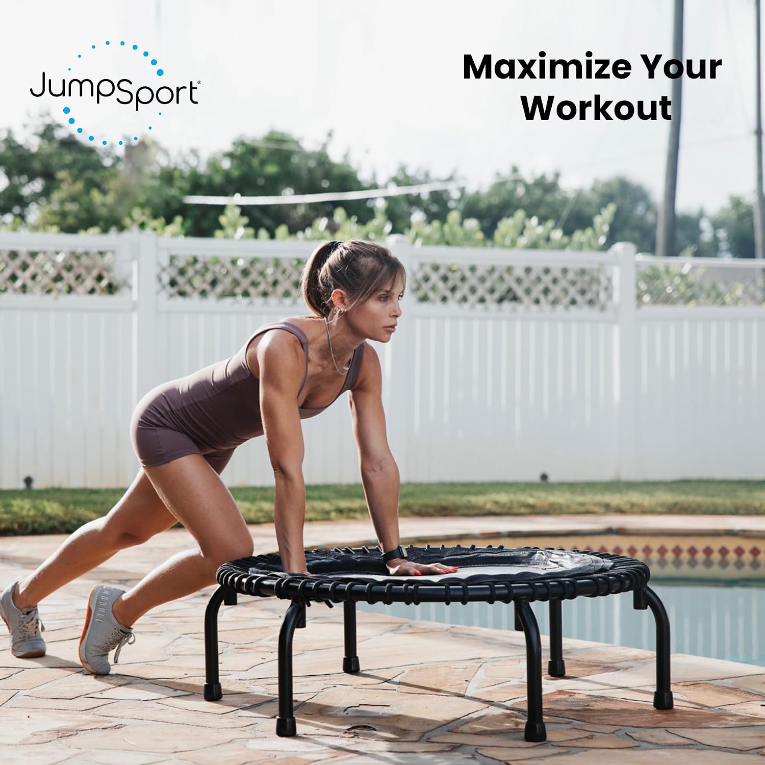 JumpSport Workout Rebounder for Adults, Mini Fitness Trampoline