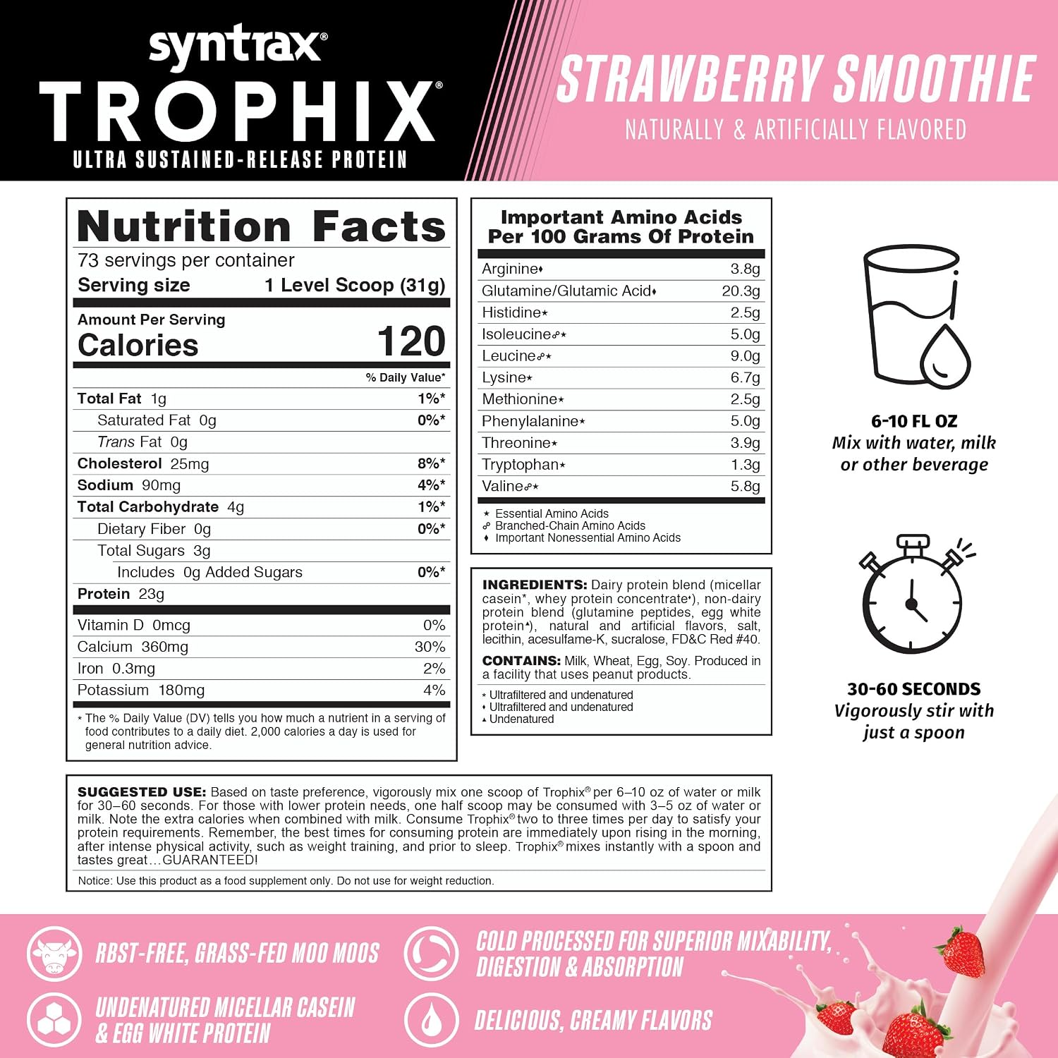 Syntrax Nutrition Trophix, Ultra Sustained-Release Protein Powder Blend, Chocolate Supreme, 5 lbs.