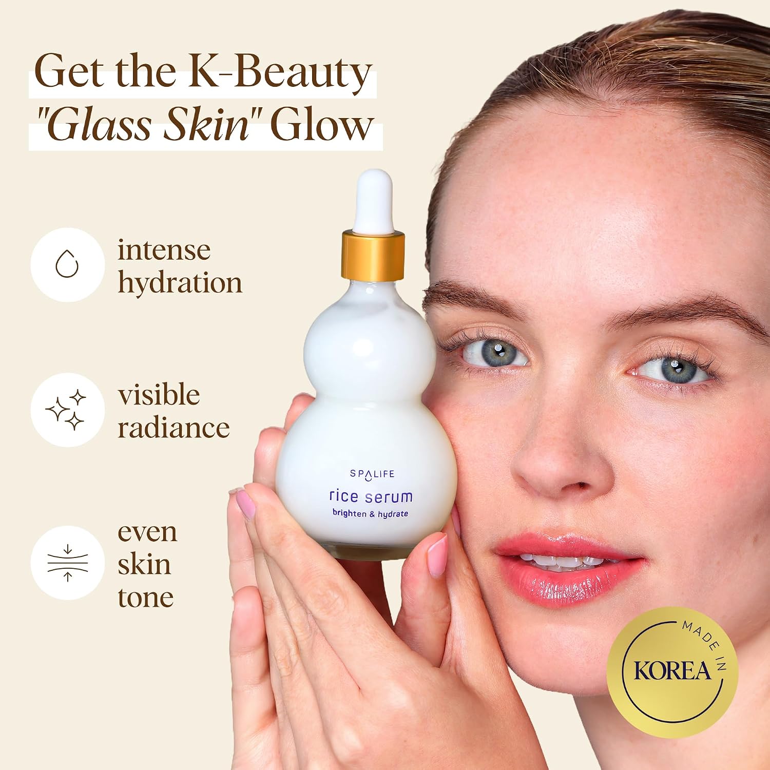 SpaLife Beauty Pearl Hyaluronic Acid Serum & 24k Gold Anti Aging Serum | AM/PM Facial Routine Duo | Deep Collagen Hydrating Treatment | Firming
