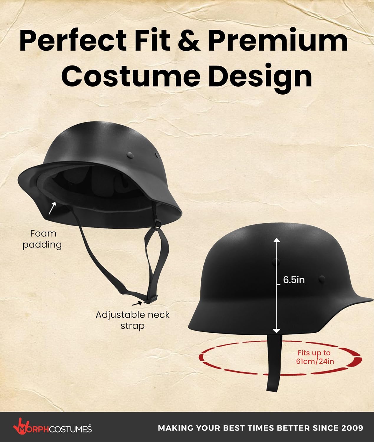 Nicky Bigs Novelties Black German WW2 Helmet, Military Costume Accessory