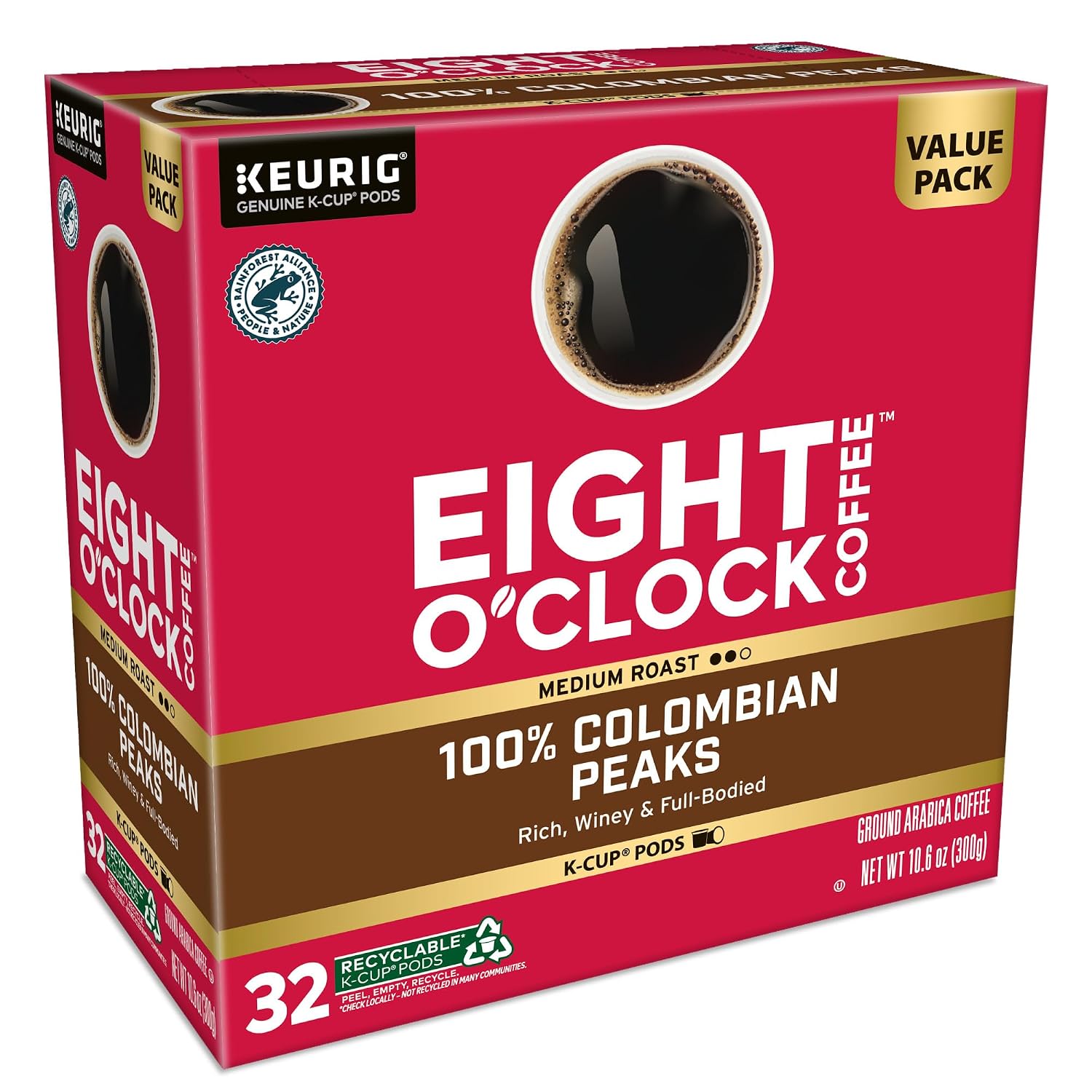 Eight O'Clock Coffee The Original, Single-Serve Keurig K-Cup Pods, Medium Roast Coffee Pods, 72 Count