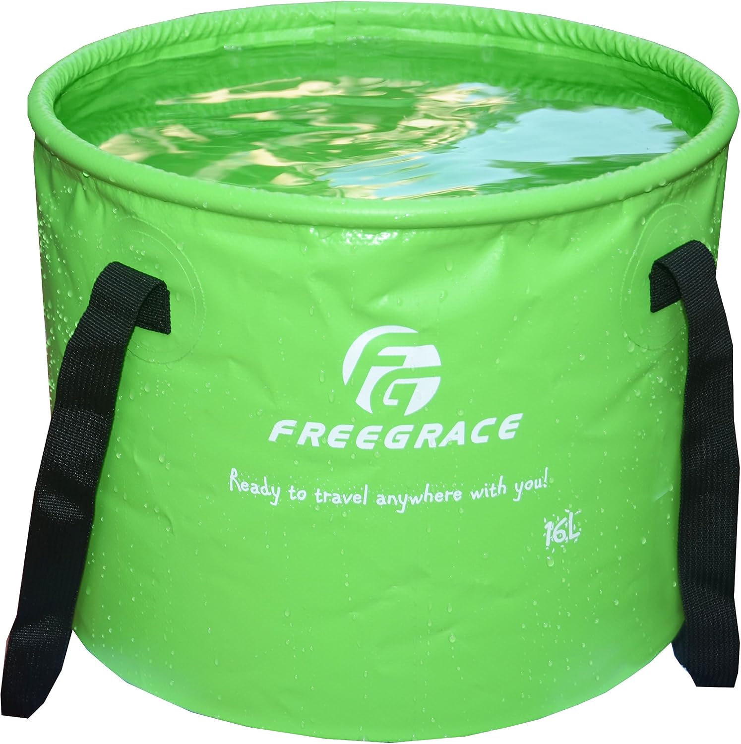 Freegrace Collapsible Bucket with Mesh Tool Pocket - 10L, 16L & 23L Portable Folding Water Container - Heavy Duty 500D Tarpaulin, BPA-Free Wash Basin for Camping, Fishing, RV, and Car Washing