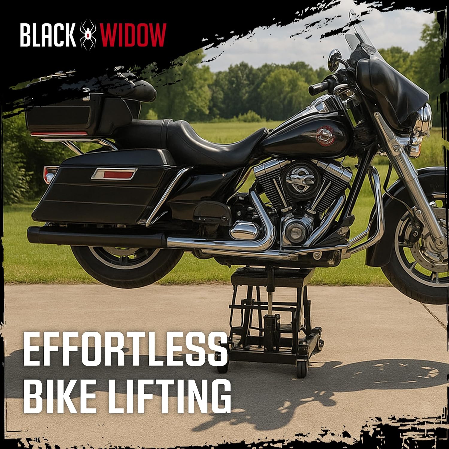 Black Widow Motorcycle or ATV Lift Jack Stand Hydraulic, Steel, 1,500 lb