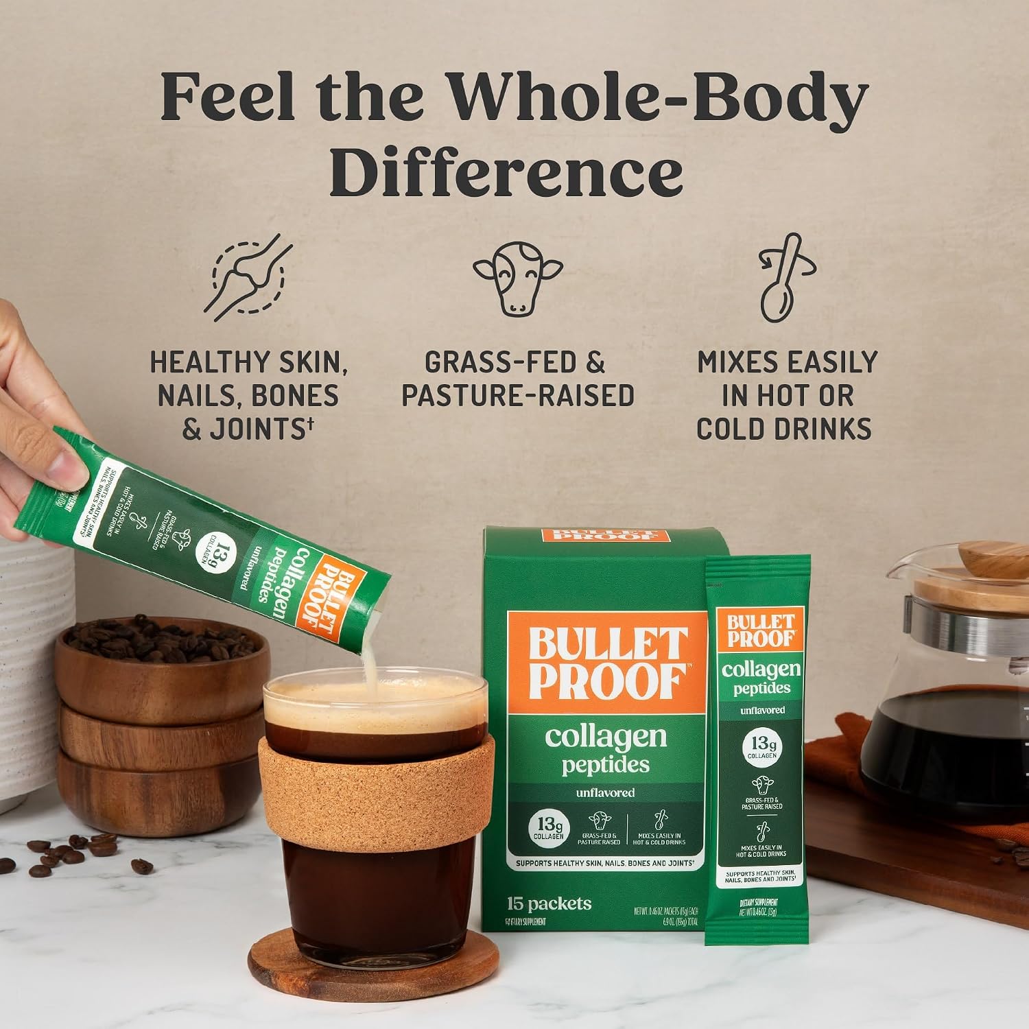 Bulletproof Unflavored Collagen Peptides Protein Powder, 17.6 oz | 20g Grass-Fed Pasture-Raised Collagen Protein and Amino Acids for Skin, Bones and Joints
