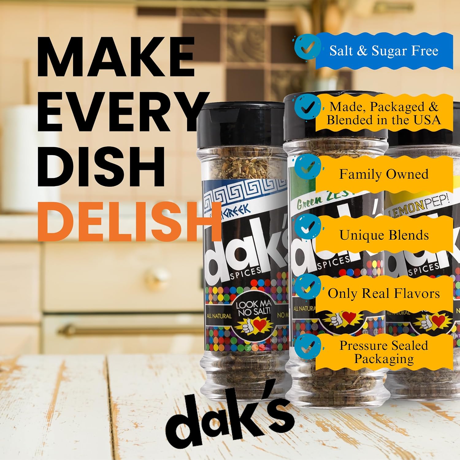 DAK's Spices Lean Green Trio Spice Blend Set | 100% Salt Free Spices | Premium & Healthy Seasoning | MSG Free, Preservative Free