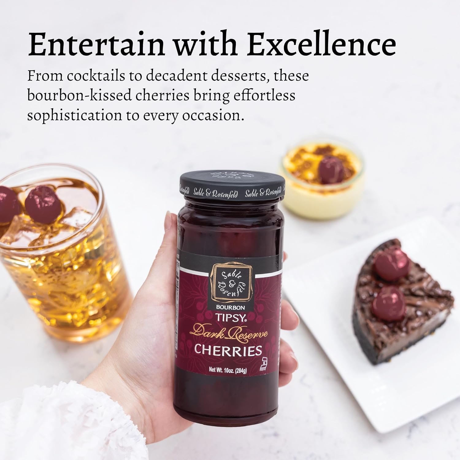 Sable & Rosenfeld Bourbon Tipsy Dark Reserve Cherries, 10 oz, Pack of 1