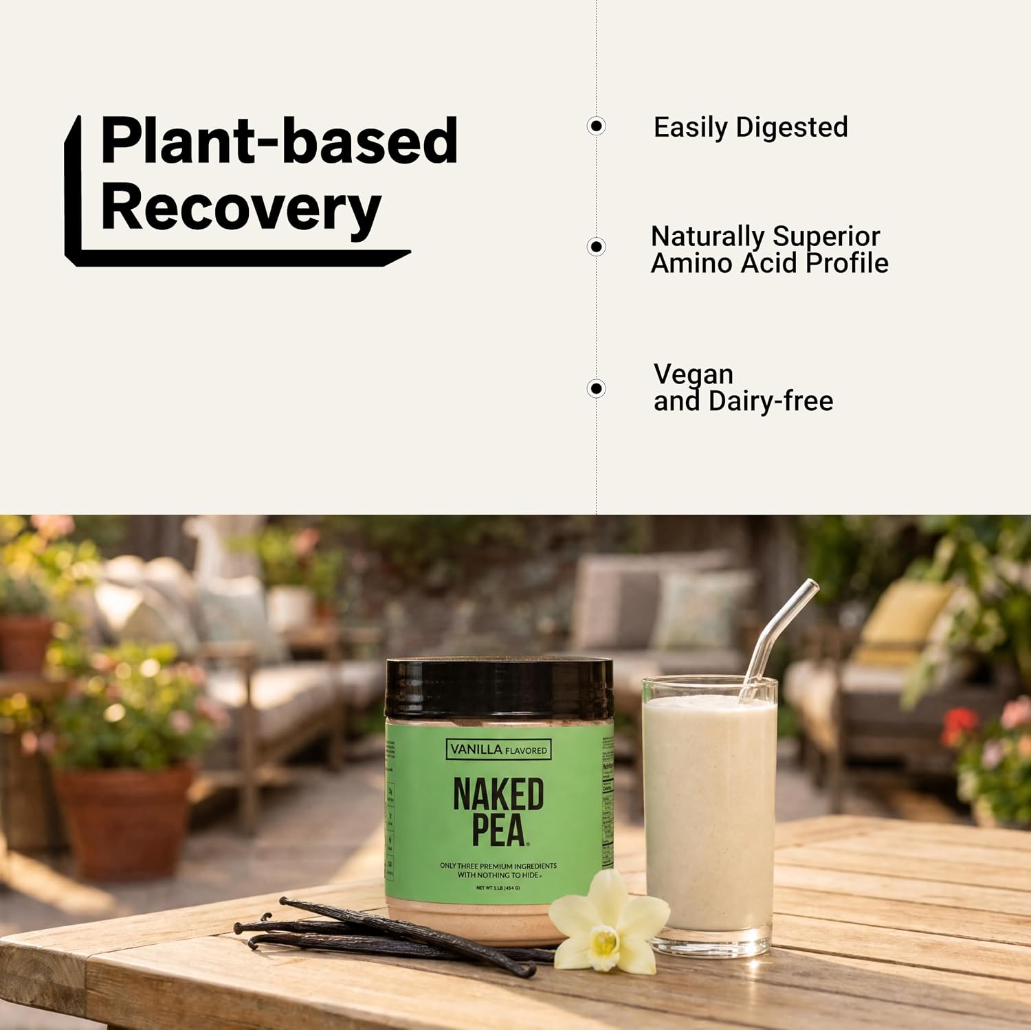 NAKED Pea - 5LB 100% Pea Protein Powder from North American Farms - Unflavored Vegan Pea Protein Isolate - NSF Certified, Plant Protein Powder, Easy to Digest - 76 Servings