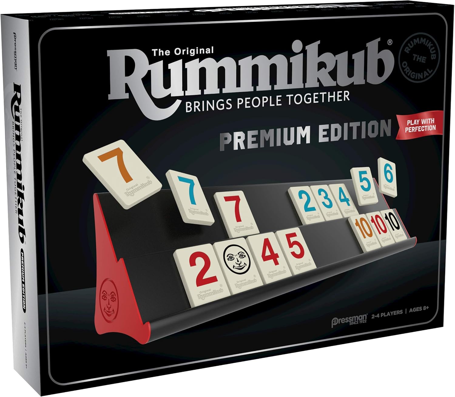 Rummikub Premium Edition by Pressman - Features Racks - Large Number Engraved Tiles and a Storage Bag for The Ultimate Rummikub Experience by Pressman