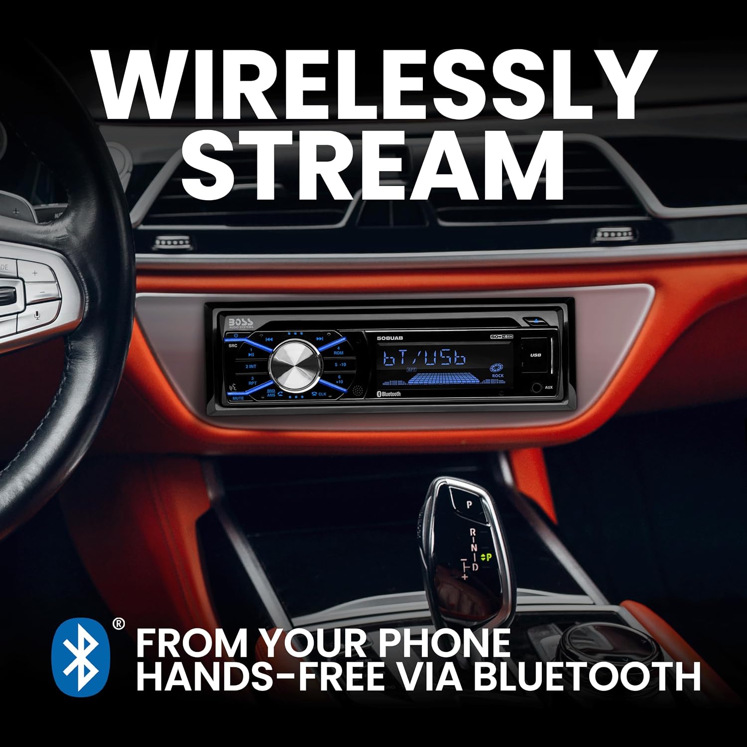 BOSS Audio Systems 508UAB Single DIN Bluetooth Car Stereo, CD Player, USB