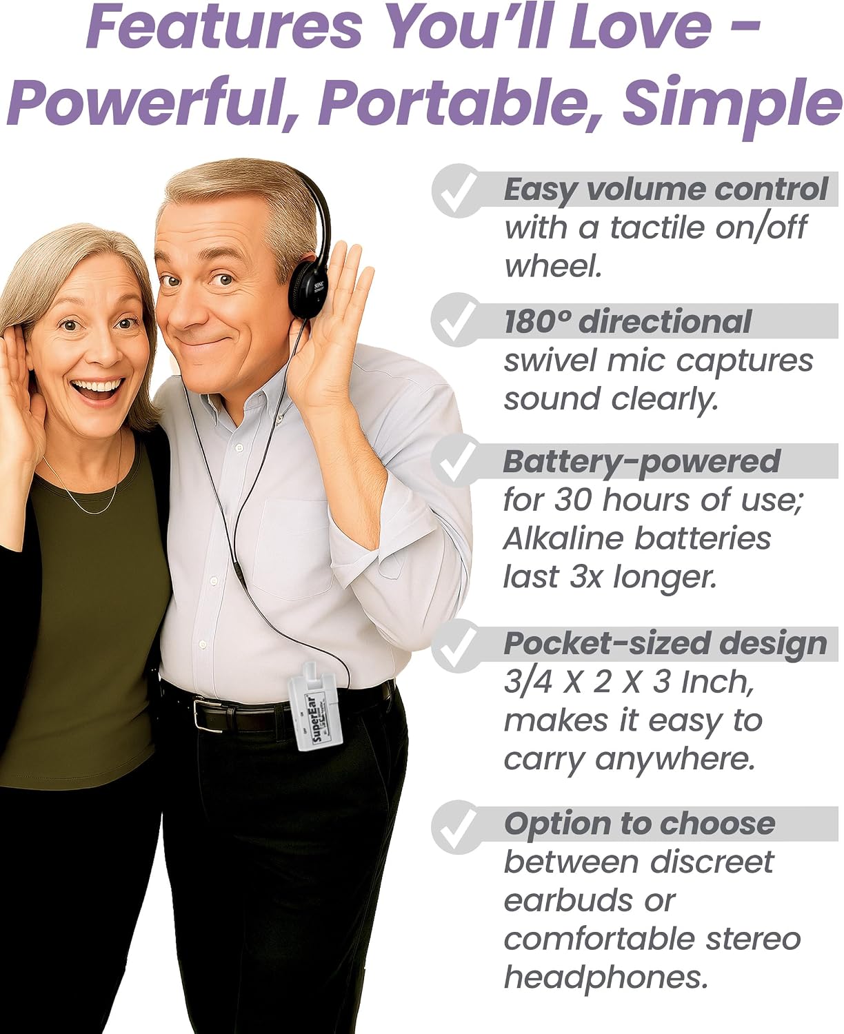 SuperEar SE5000 - Hearing Amplifier, Personal Headphones, Audio Accessories