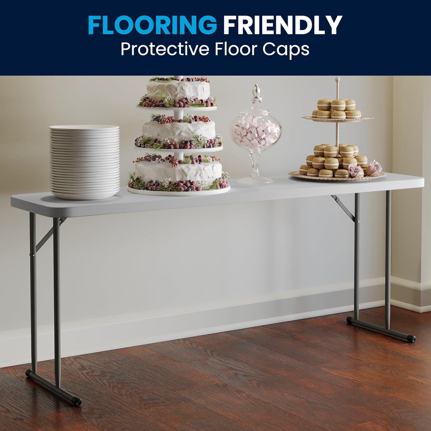Flash Furniture 6 ft Plastic Folding Training Table, Granite White | Durable Construction, Commercial Use