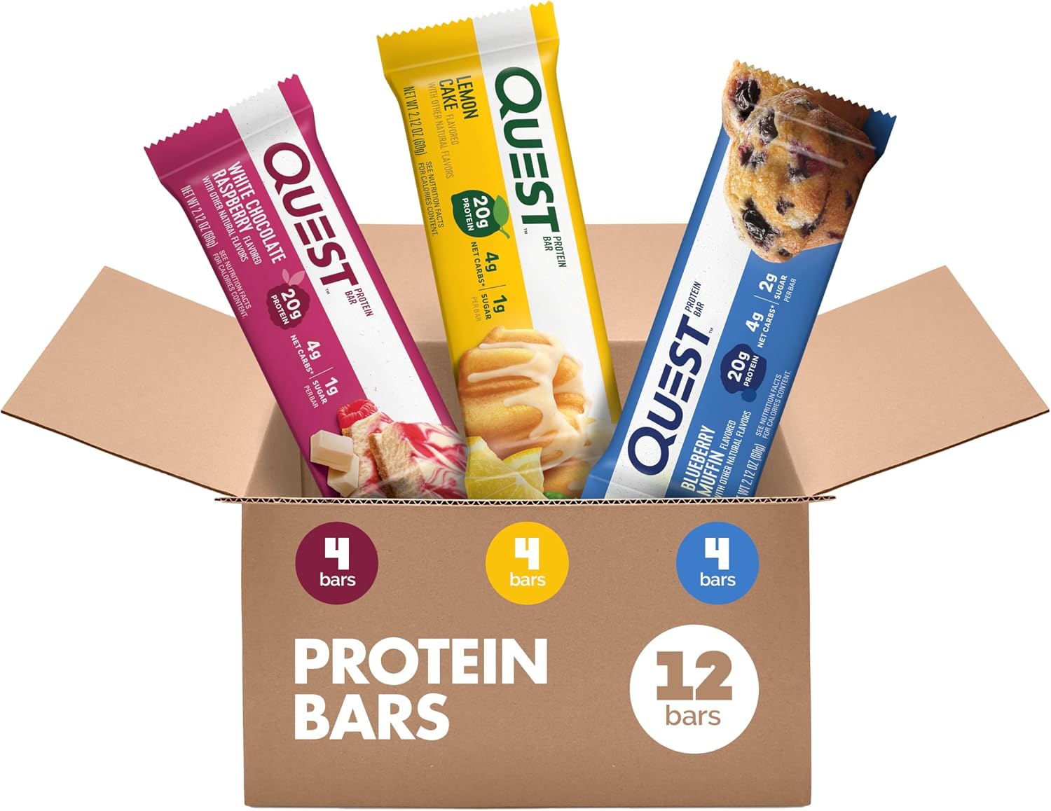 Quest Nutrition Oatmeal Chocolate Chip Protein Bars, 20g Protein, 12 Count | 12g Fiber, 5g Net Carbs, 1g Sugar, Gluten Free, High Quality Protein, Soft and Chewy, Individually Wrapped 2.12oz Bars