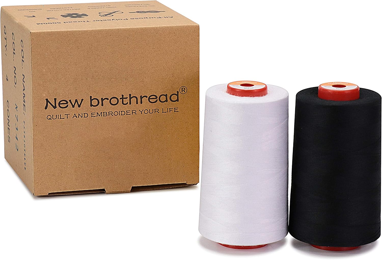 New brothread 4 Large Cones All Purpose Polyester Thread -Cream