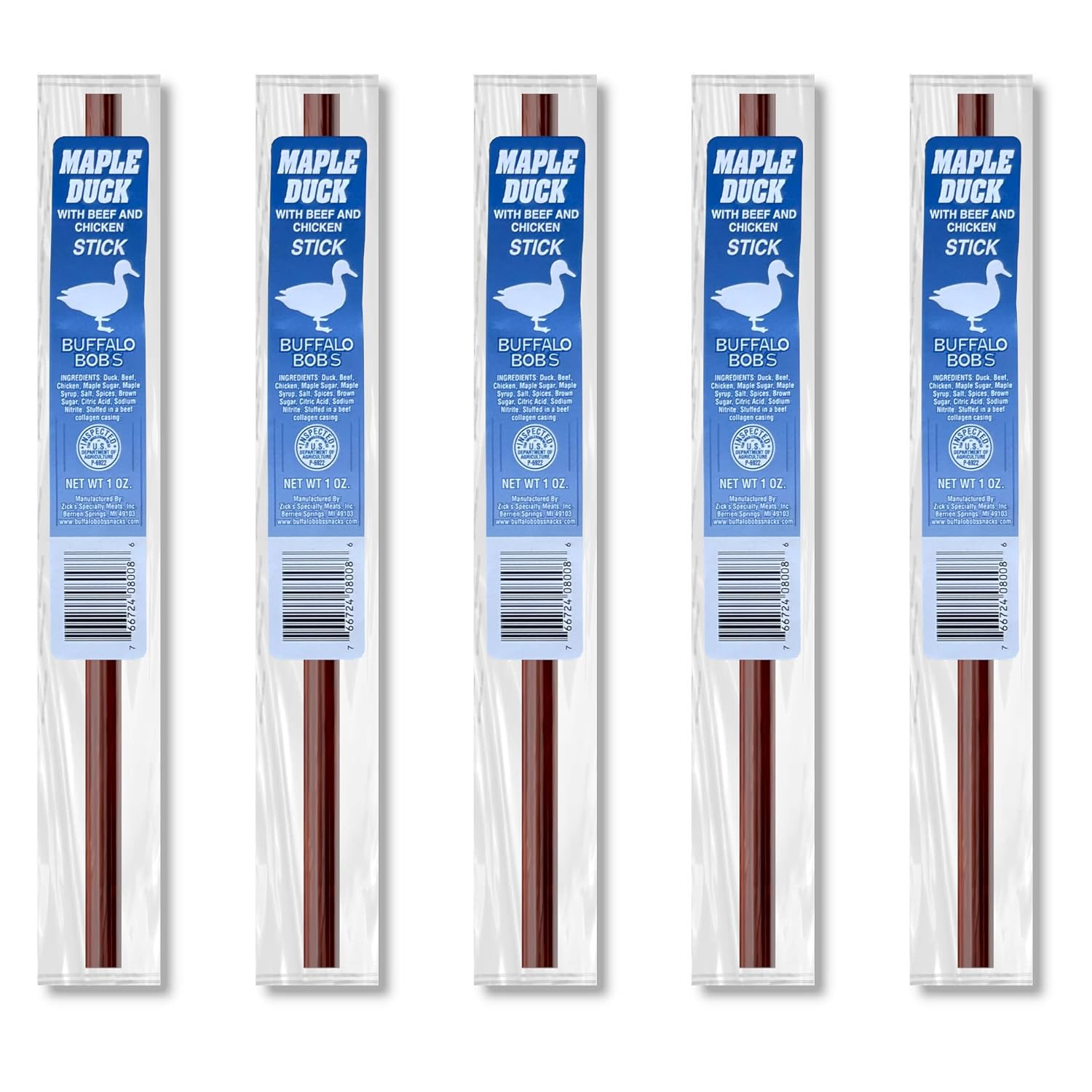 Wild Game Beef Jerky- Maple Duck Stick (5 Pack)