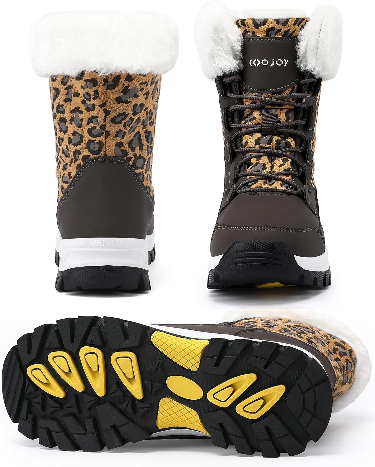 COOJOY Womens Waterproof Winter Snow Boots Warm Shoes Furry Mid Calf Lightweight Walking Hiking Booties