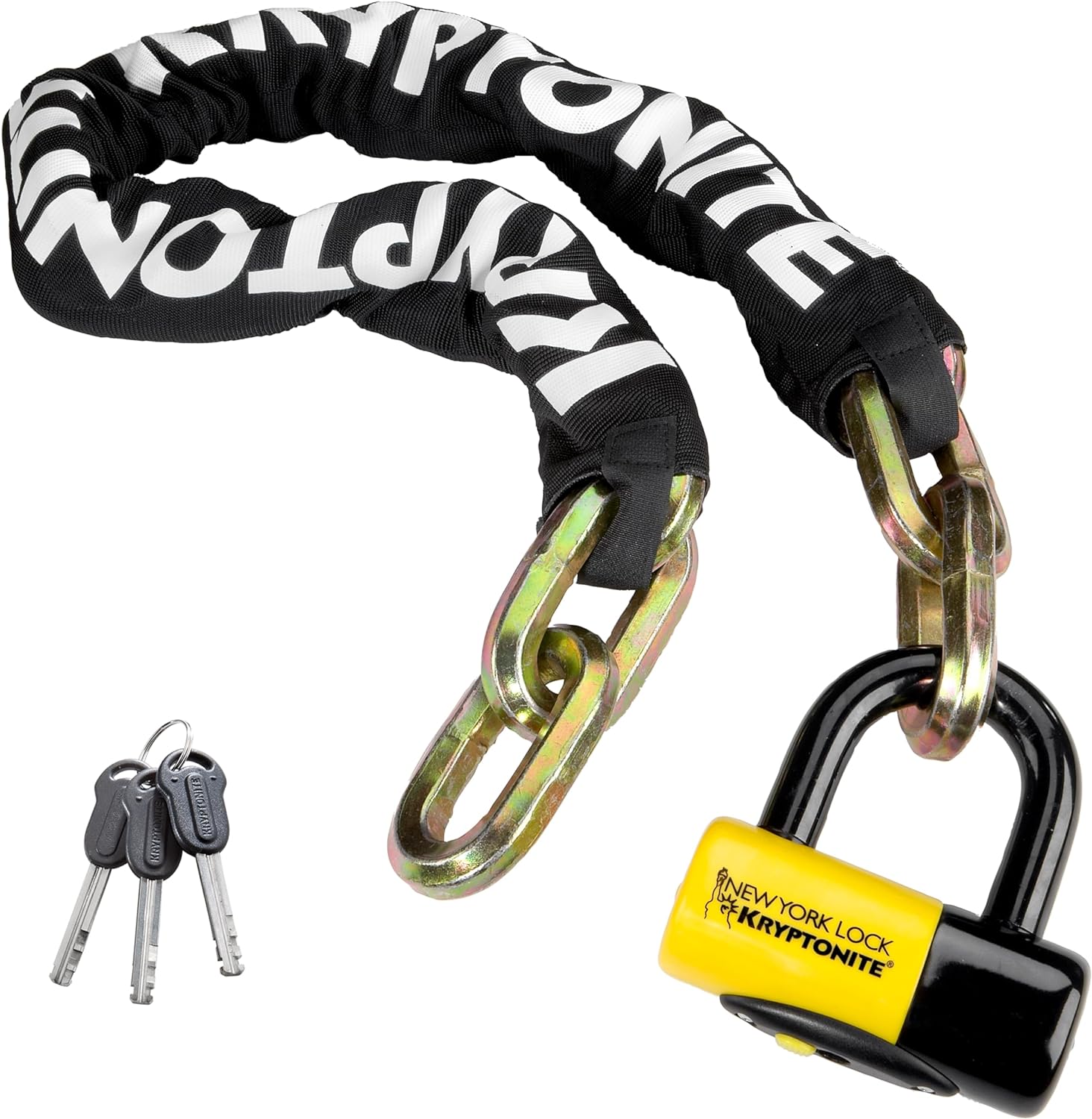 Kryptonite New York FAHGETTABOUDIT 1410 Bike Chain Lock, 3.28 Feet Long 14mm Steel Chain Heavy Duty Anti-Theft Bicycle Chain Lock with Keys