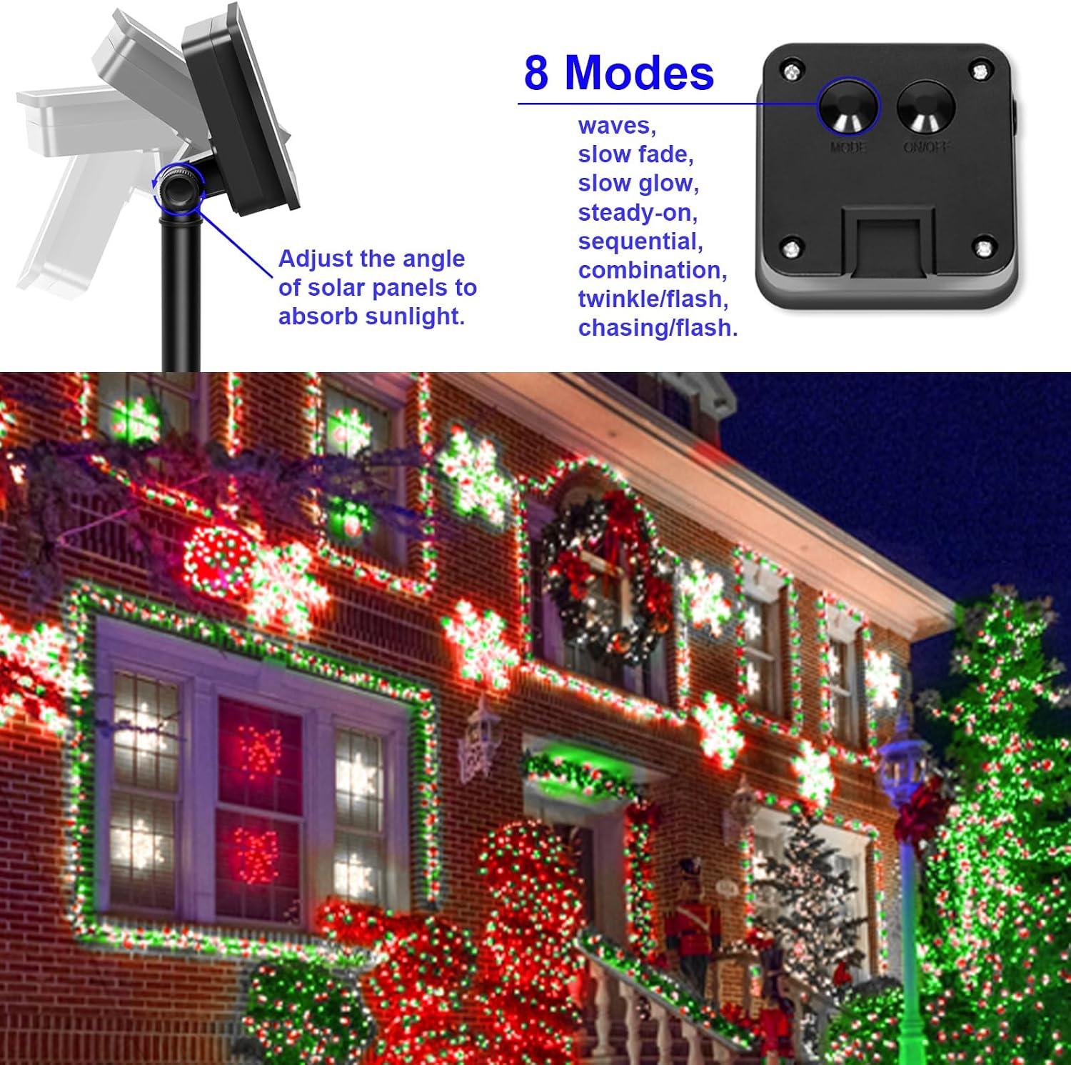 Solar Fairy String Lights, Cool White, 100Led, Outdoor Waterproof