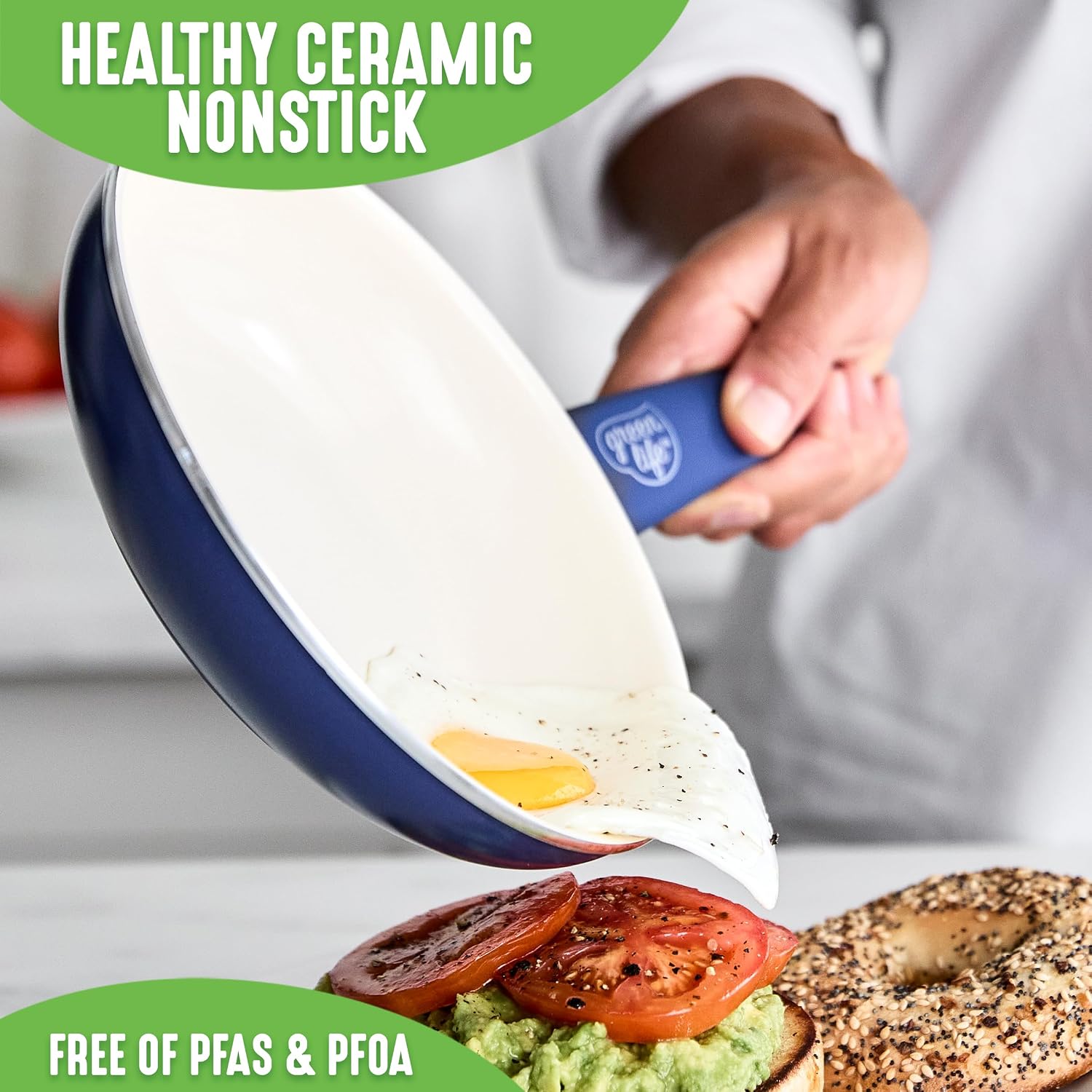 GreenLife 2 Piece (7” & 10”) Ceramic Nonstick Frying Pan Set, Turquoise | PFAS-Free Nonstick Coating, Family Skillet Set, Egg Pan, Omelet Pan, Stay-Cool Handles, Dishwasher & Oven Safe up to 350F